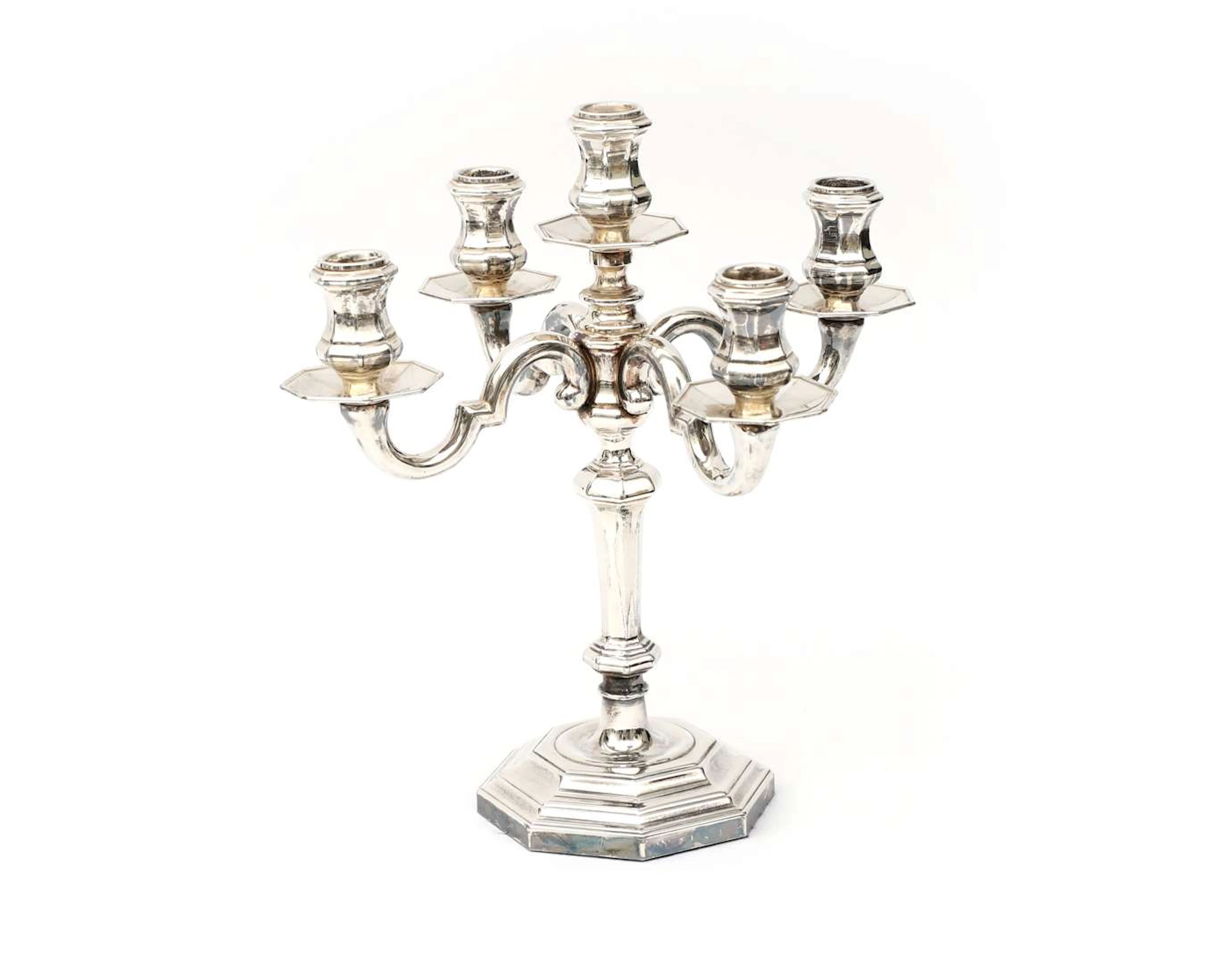 A silver candelabrum, Italy, Padua, 20th century