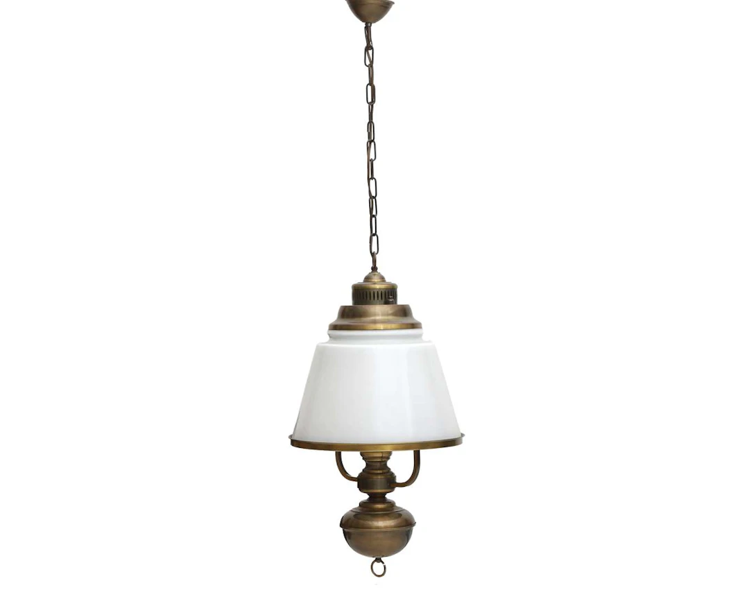 A metal pendant lamp with opaline glass, 20th century
