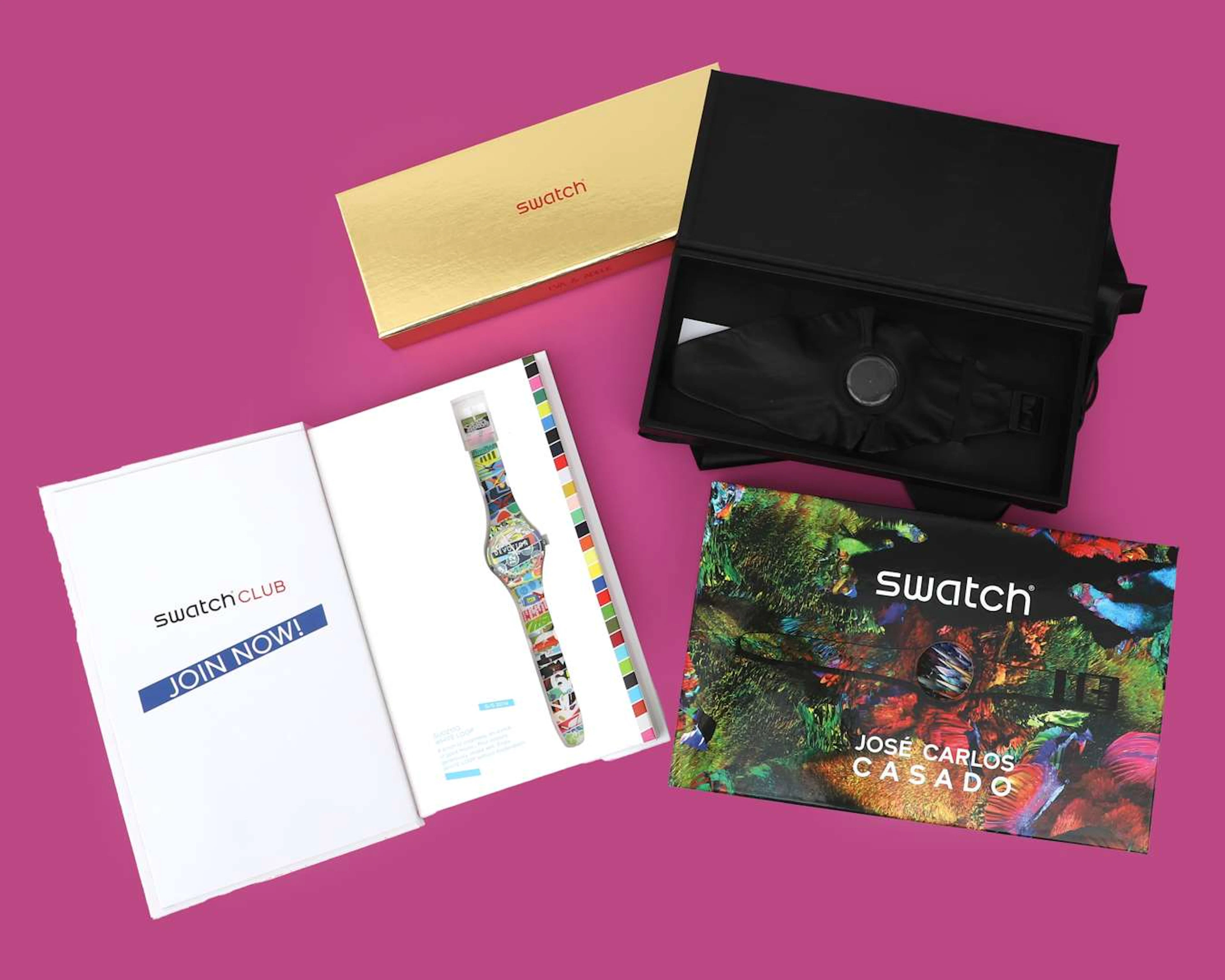 Four Swatch wristwatches, including ‘Black Dancing Rose by Uma Wang’, 2012–2015
