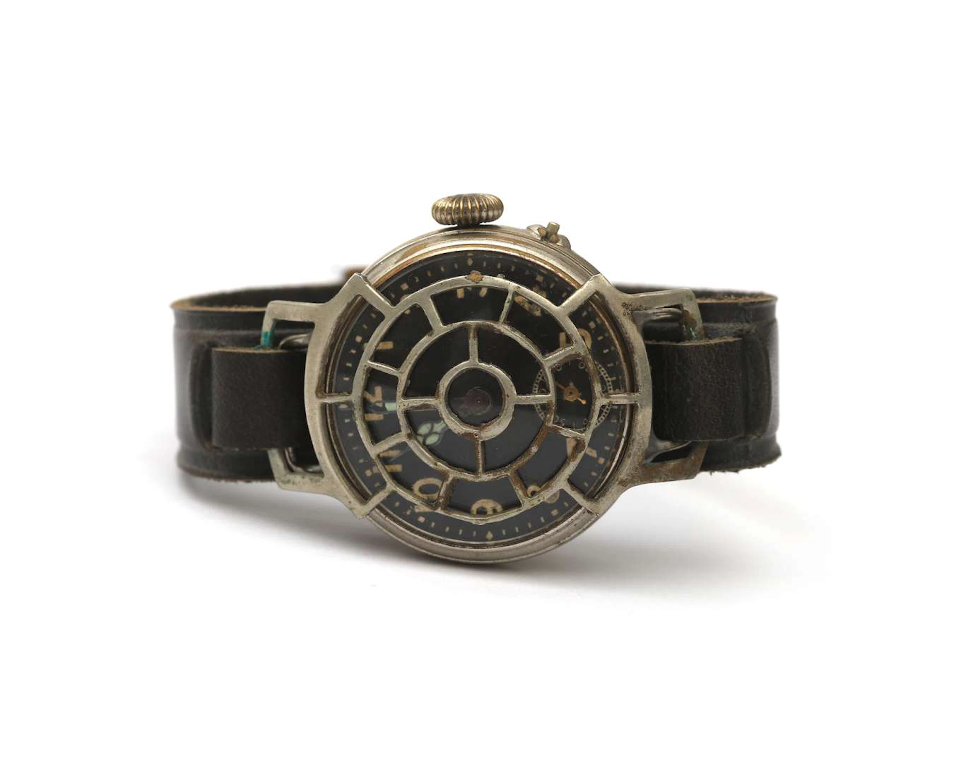 A ‘trench watch’ with a leather strap, early 20th century