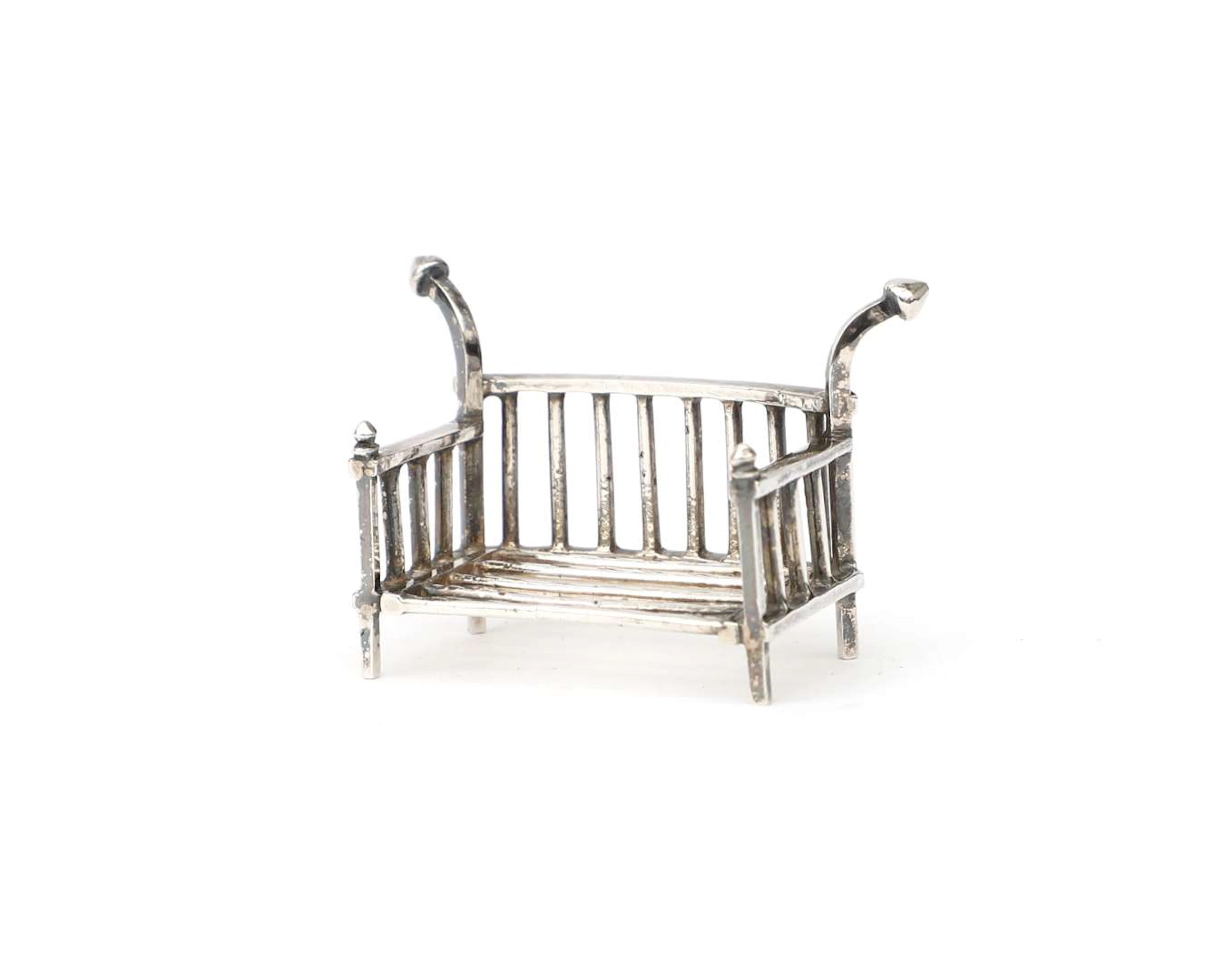 A miniature silver fire basket, Holland, 18th century