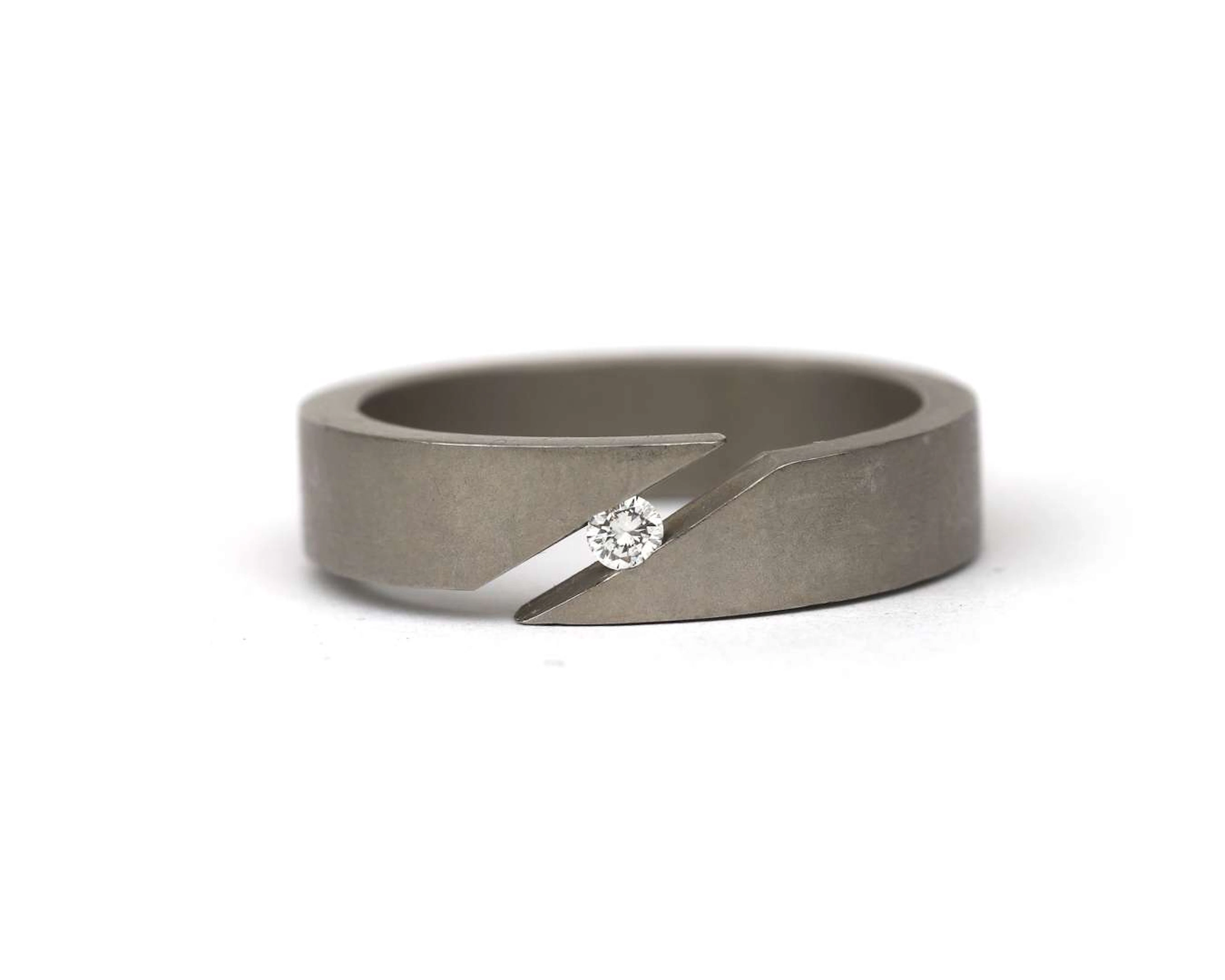A titanium ring with diamonds