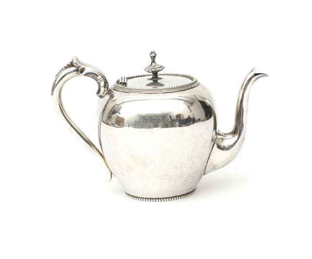 A silver teapot, Netherlands, Voorschoten, 1884