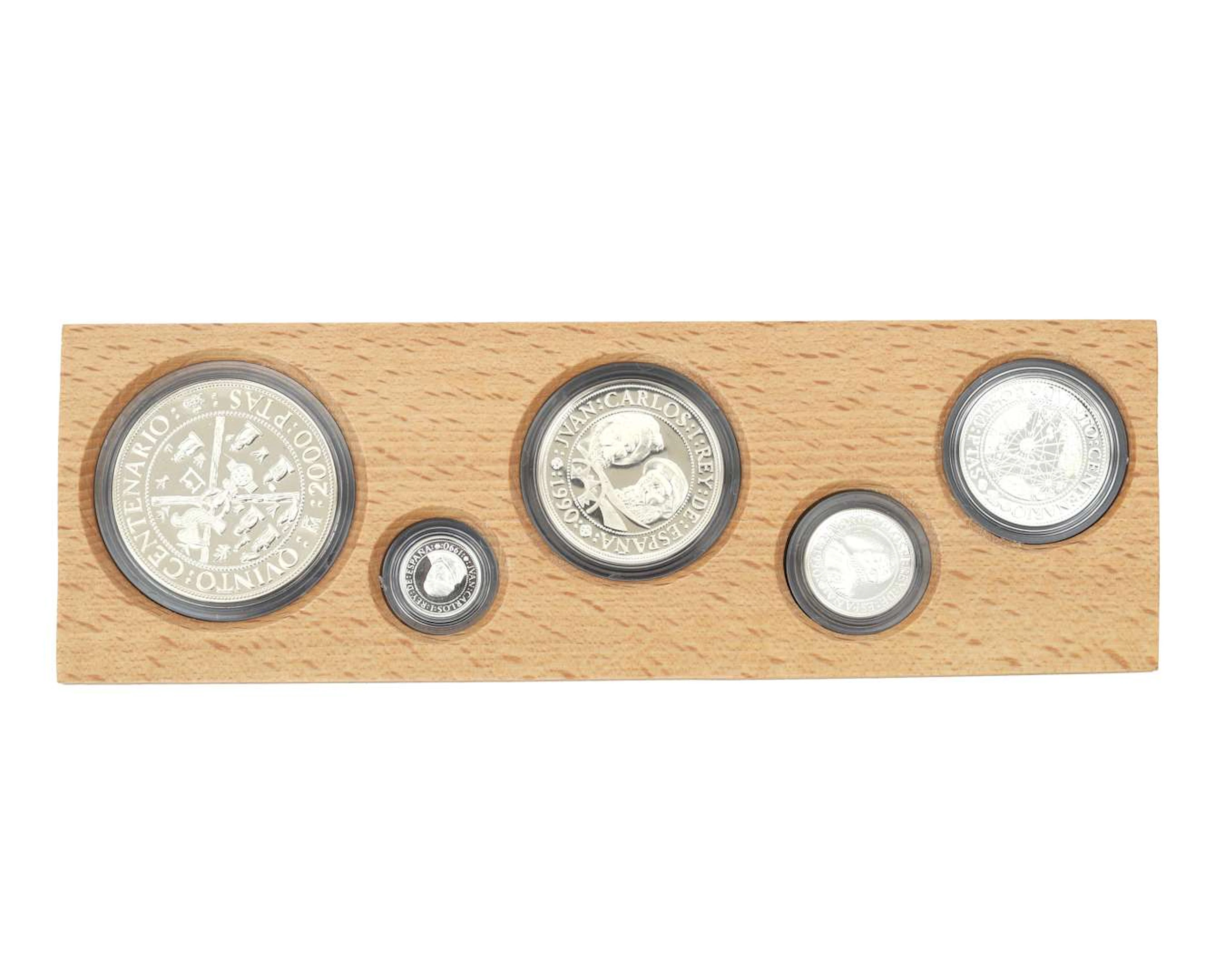 A silver coin set, '500 years of the voyage of discovery to the Americas'