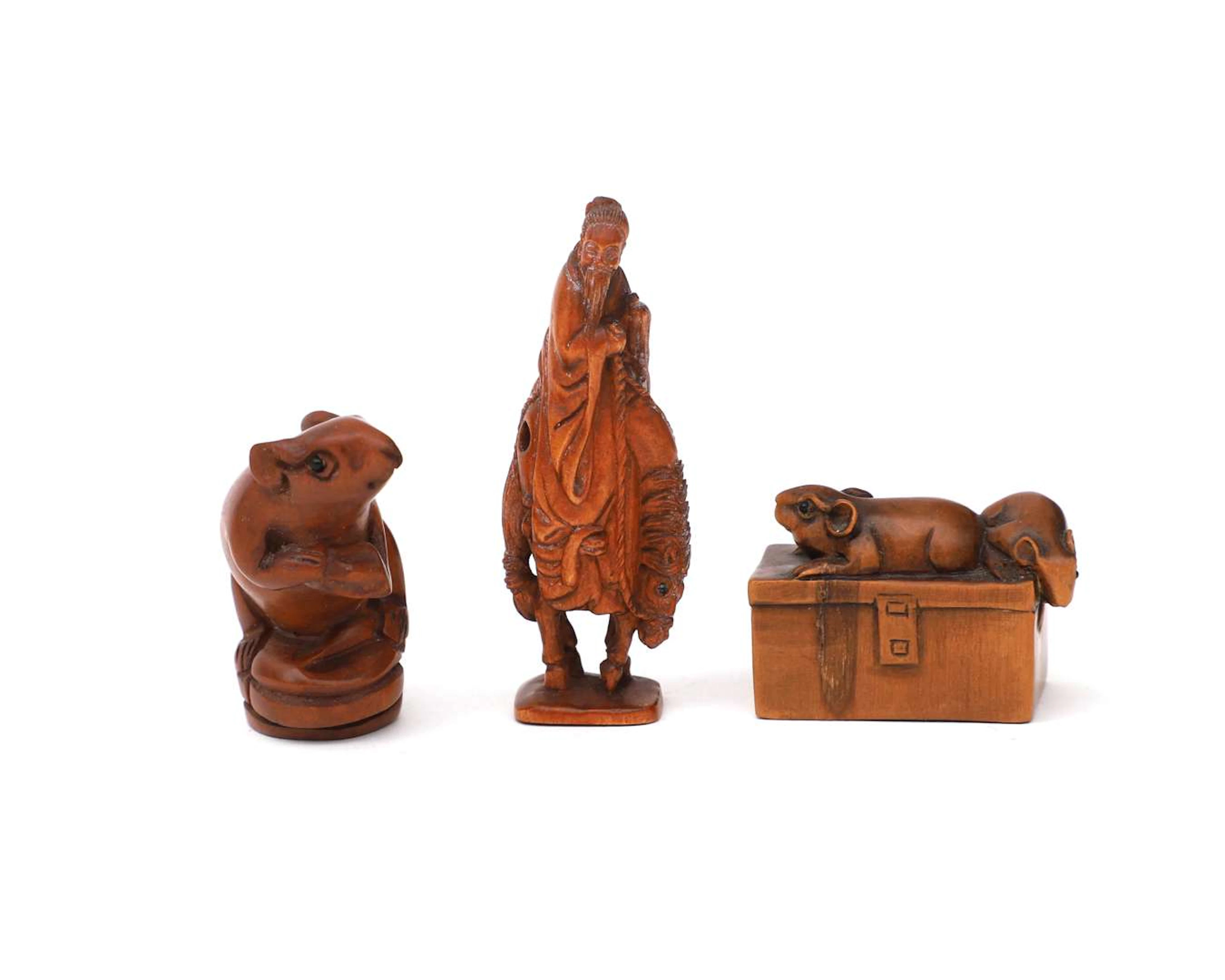 Three boxwood netsukes, Japan, 19th/20th century