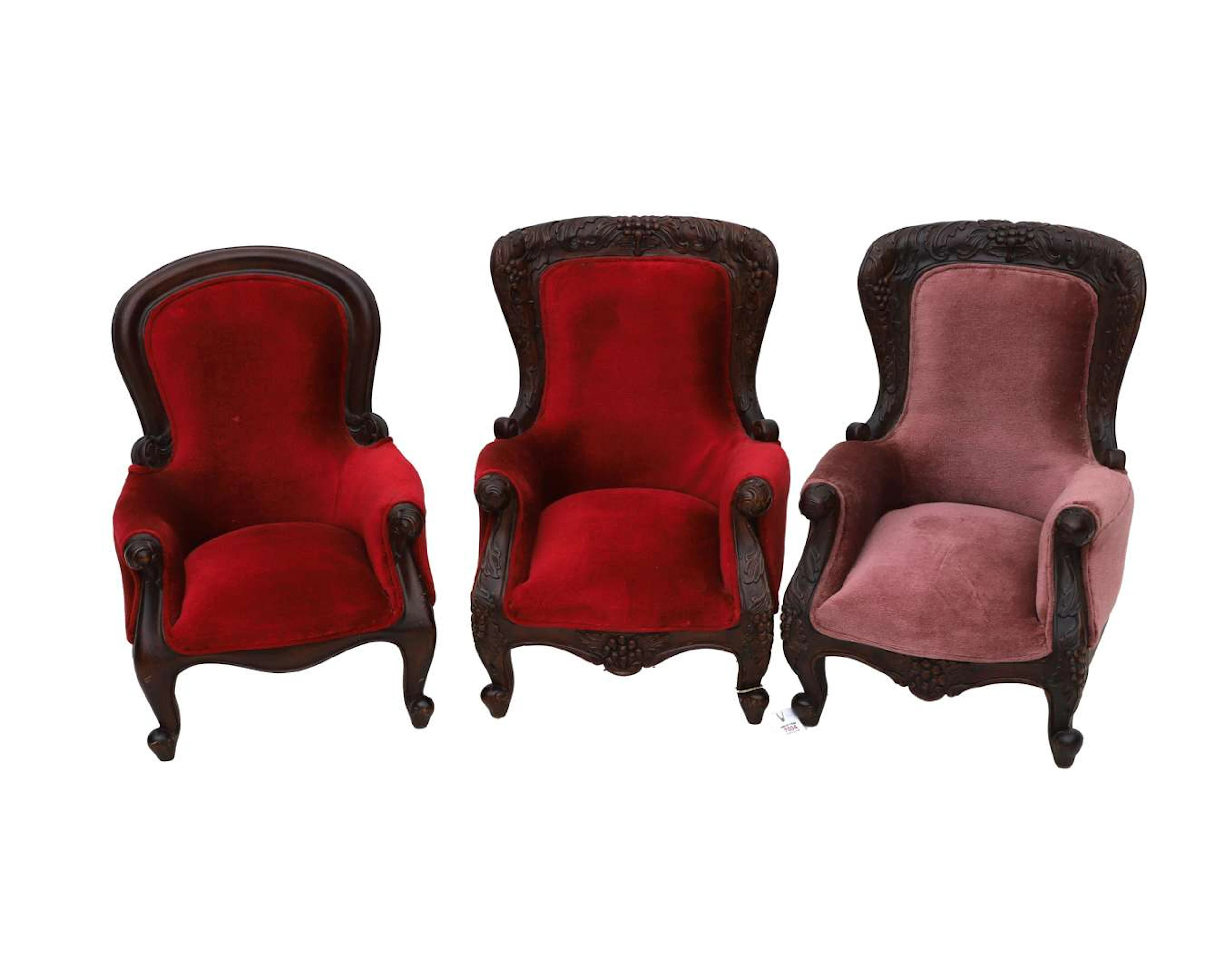 Three different doll’s armchairs. 20th century
