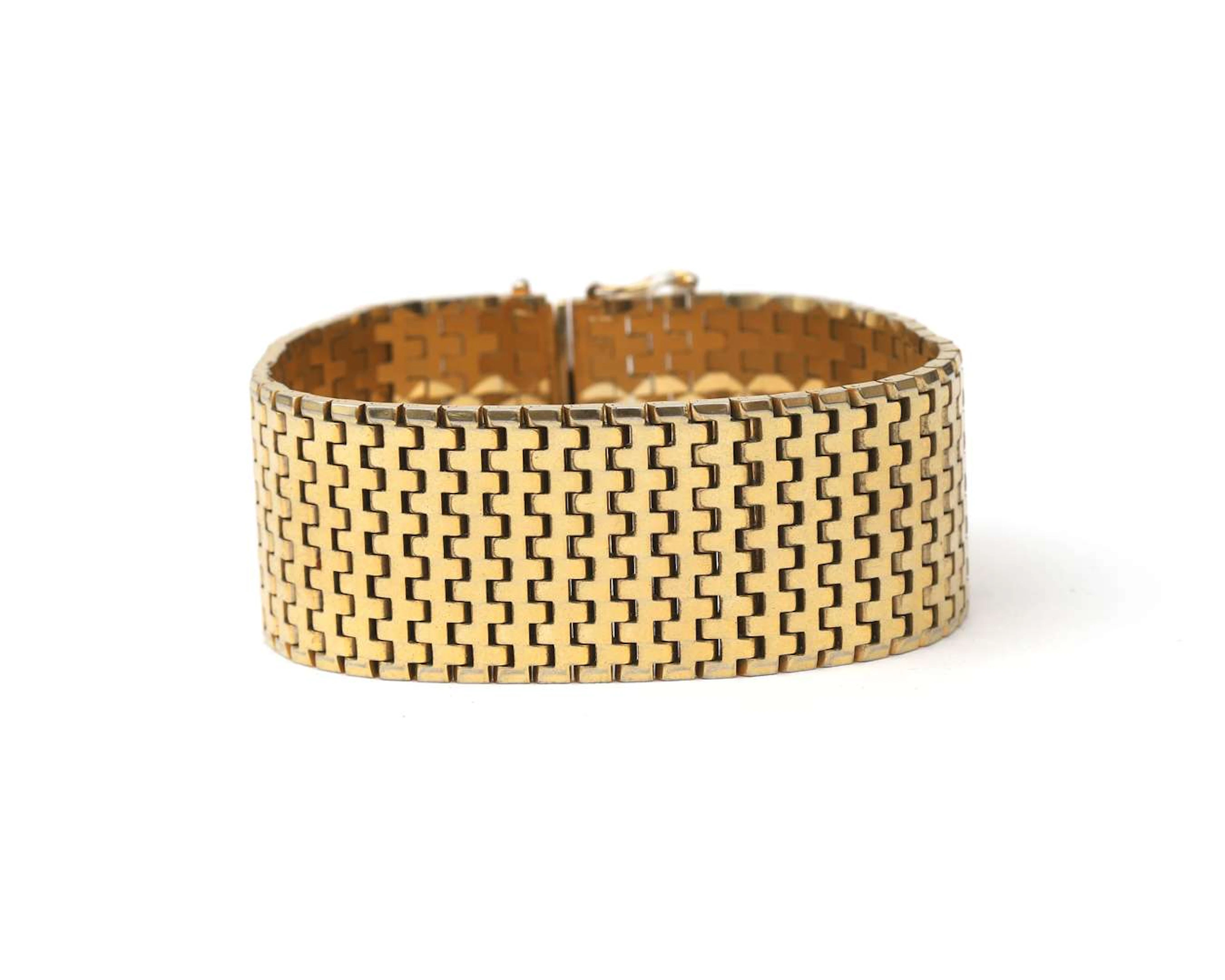 A wide, gold-plated link bracelet, 1950s