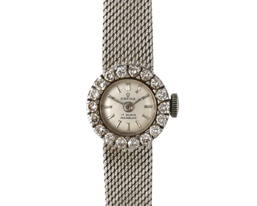 An 18k white gold Orfina ladies’ wristwatch, 1950s