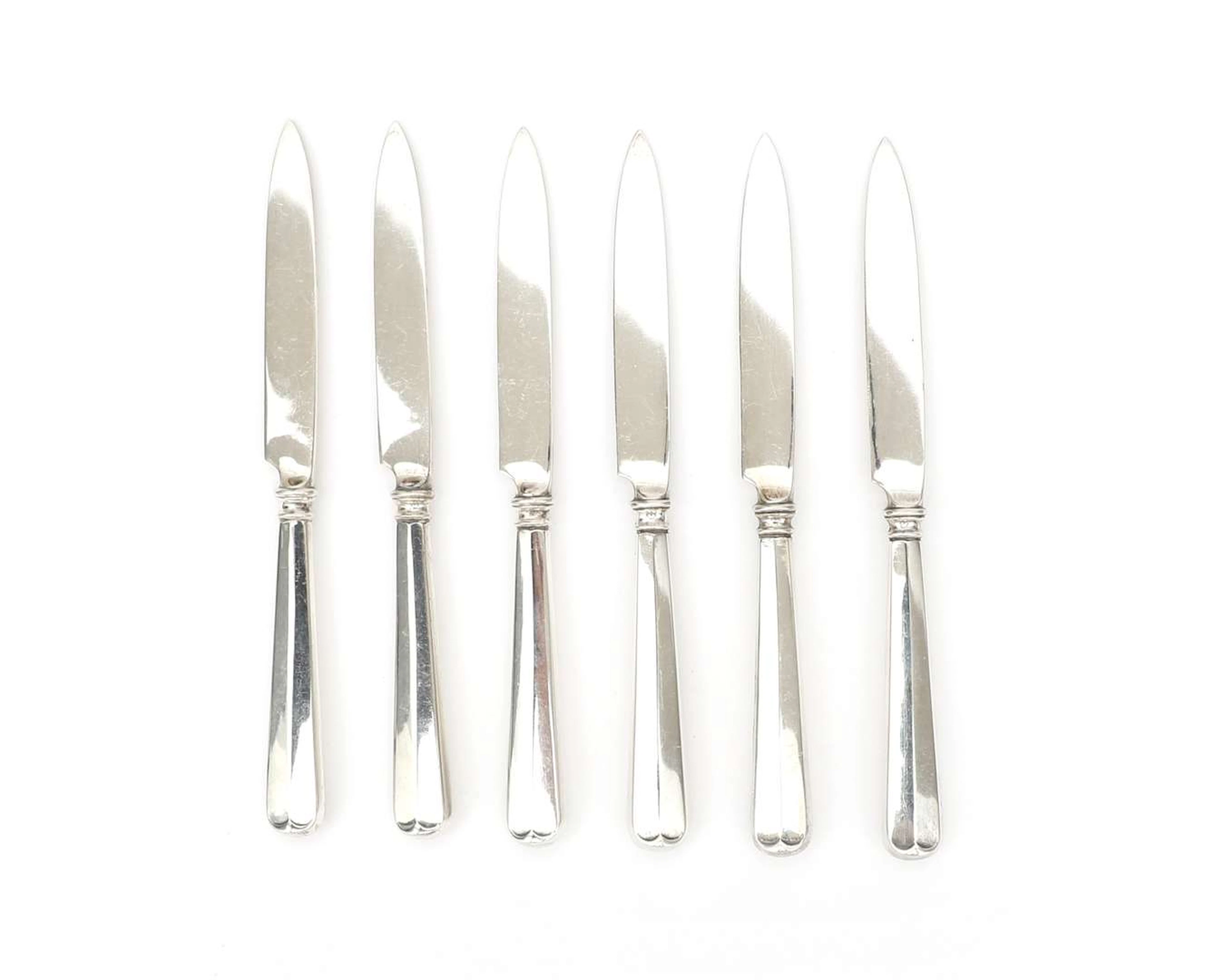 Six silver fruit knives, the Netherlands, Voorschoten, 1924
