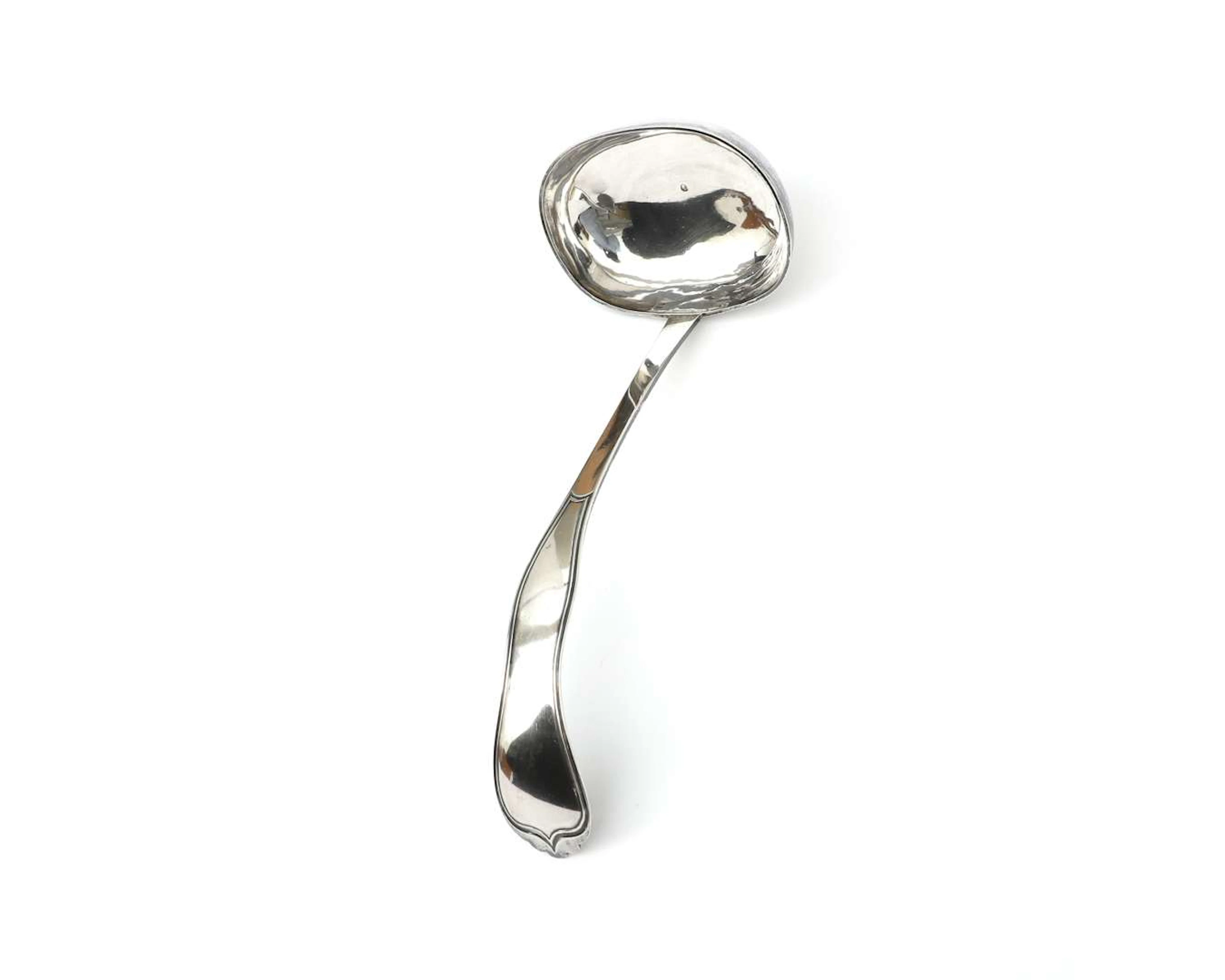A silver soup ladle, Holland, The Hague, 1853