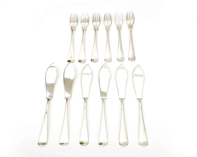 A twelve-piece silver fish cutlery set, the Netherlands, Zeist, 1926