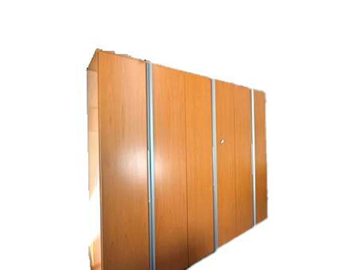 A wooden five-door bedroom wardrobe (dismantled) and six smaller pieces