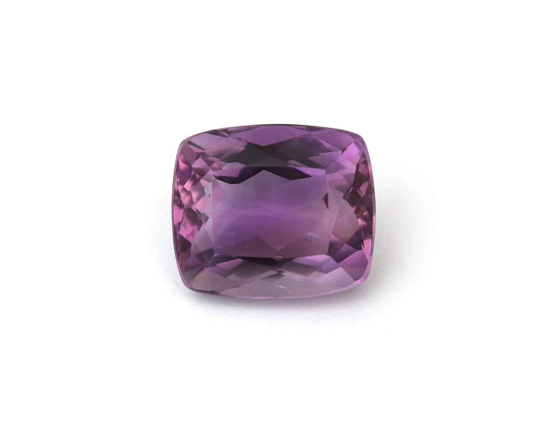 A cushion-cut amethyst gemstone
