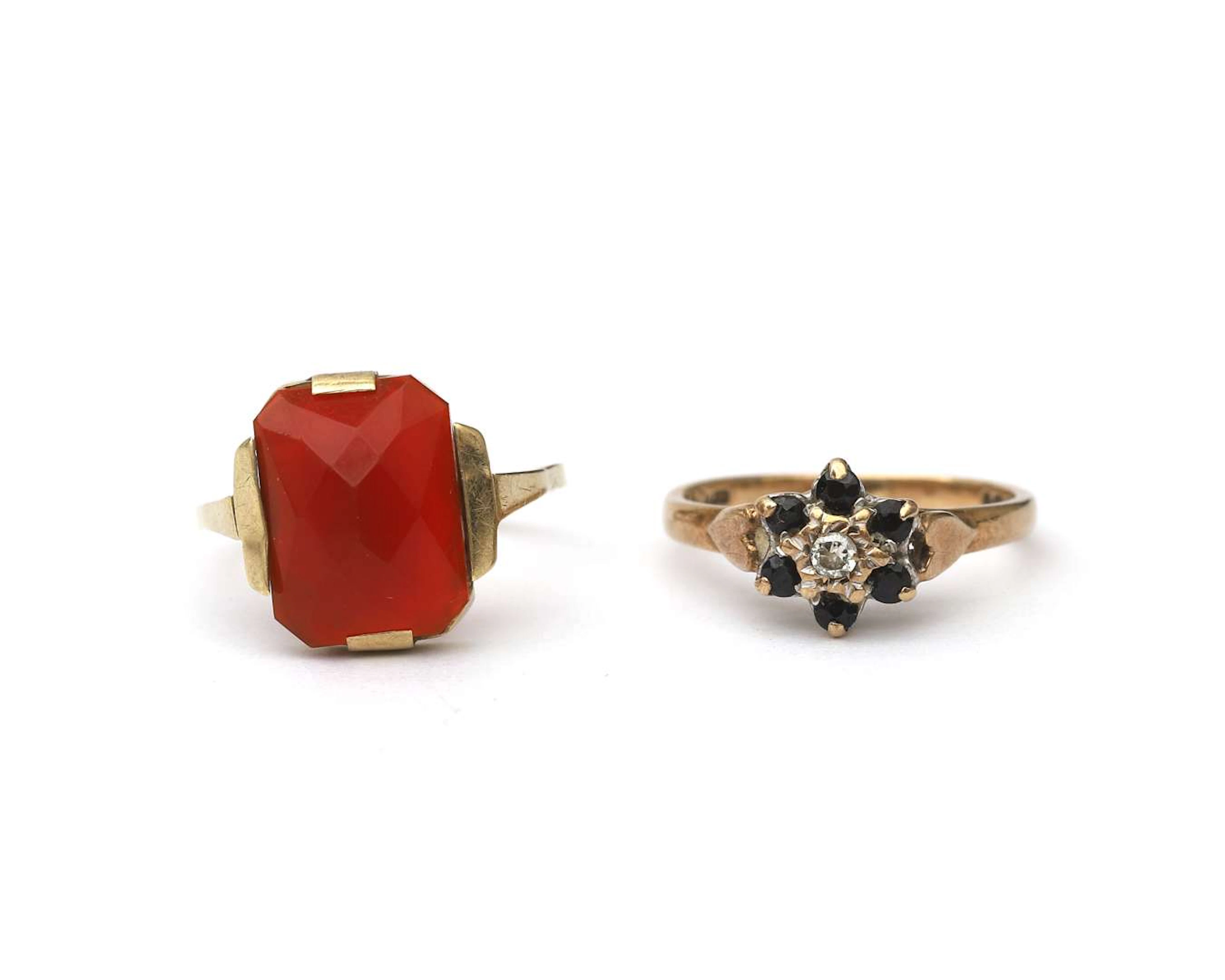 A lot comprising two yellow-gold rings