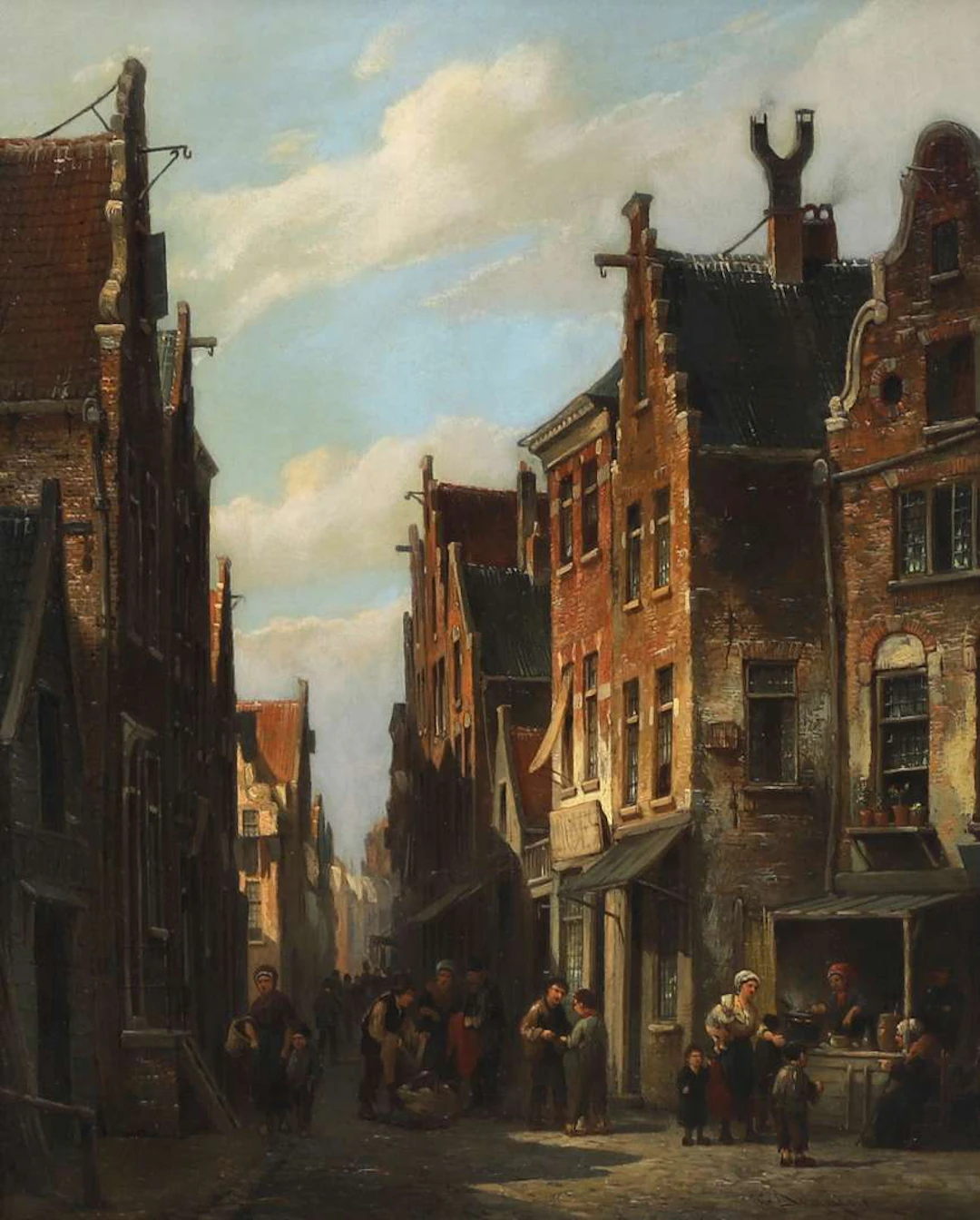Cornelis Christiaan Dommersen (1842–1928), View of a small street in Amsterdam