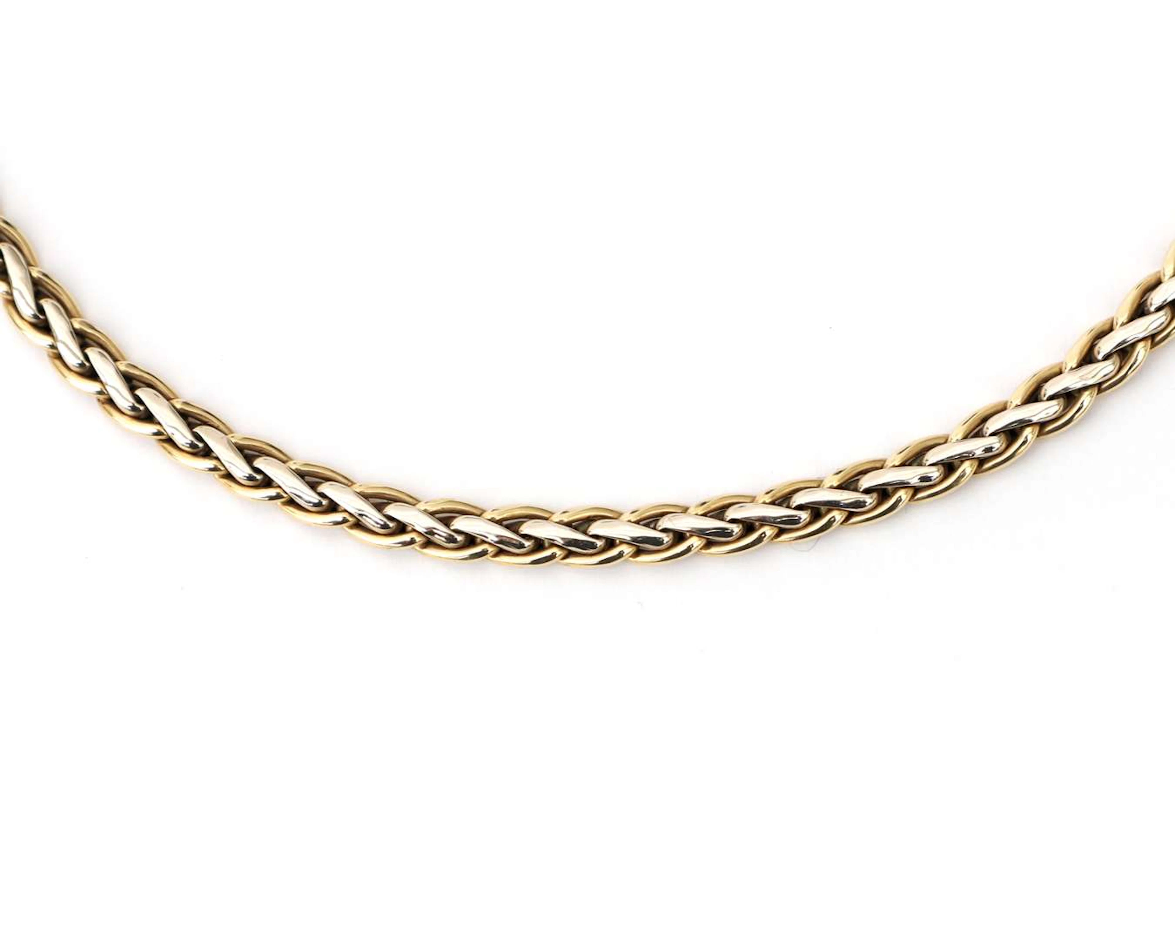 A 14-carat two-tone gold flat foxtail-link necklace