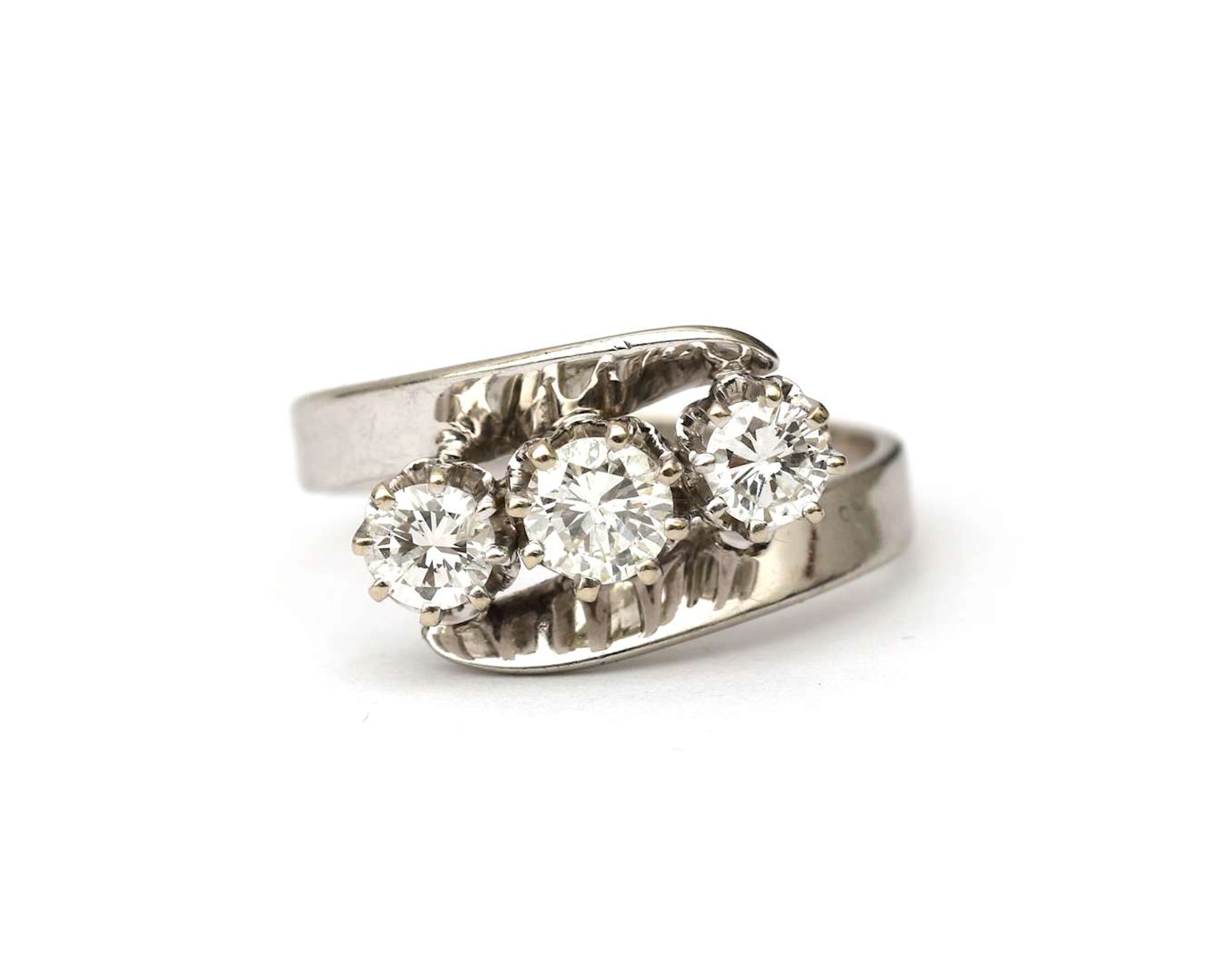 A white gold ring with diamonds