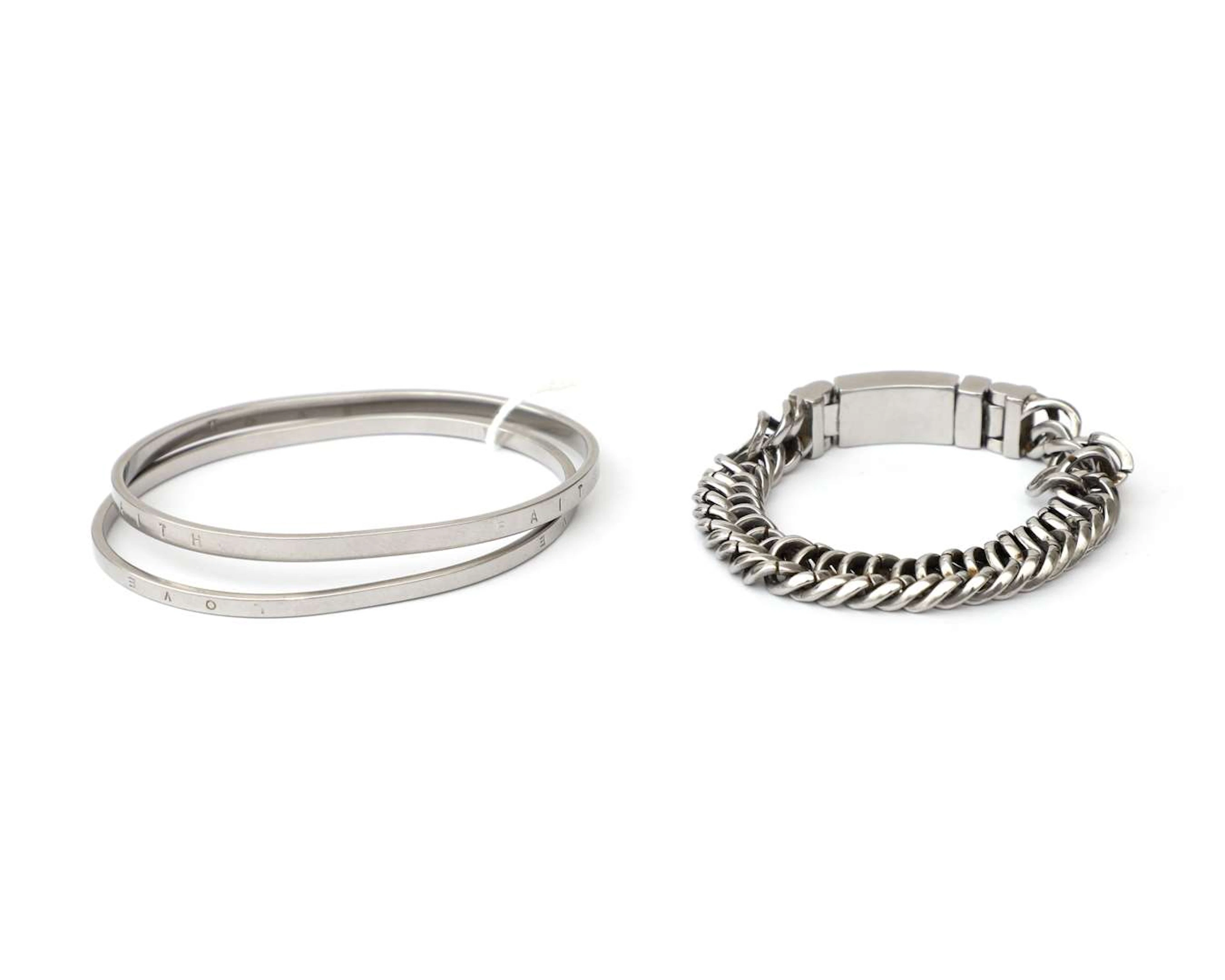 A set of Dyrberg/Kern steel bracelets