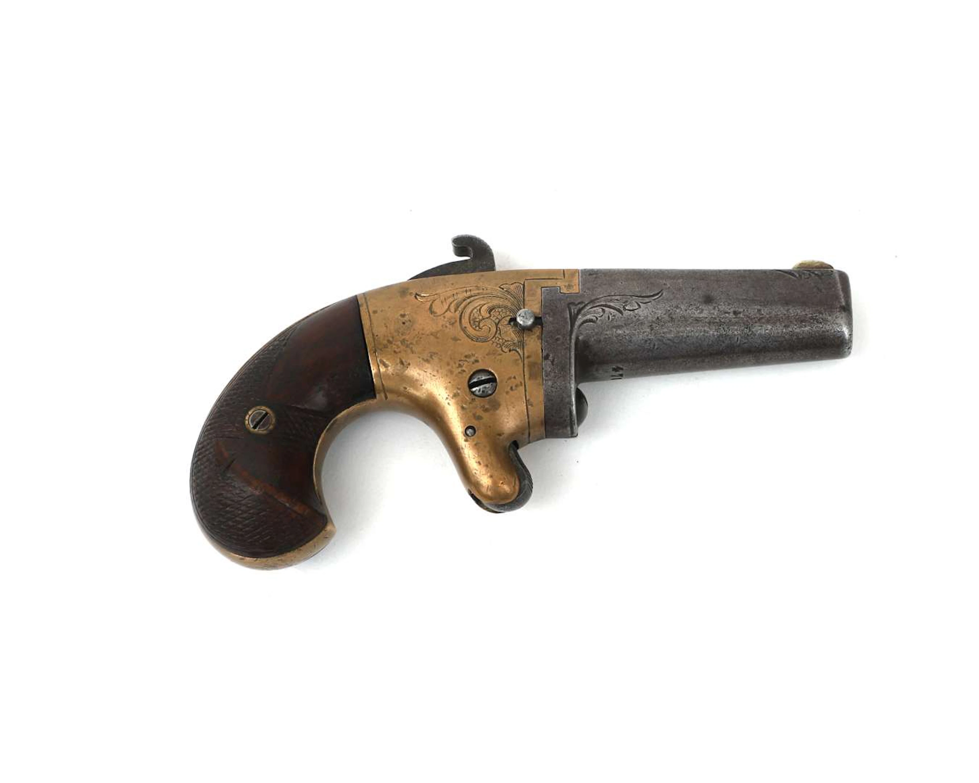 A rimfire derringer pistol, manufactured by: National Arms Co, USA, c. 1880