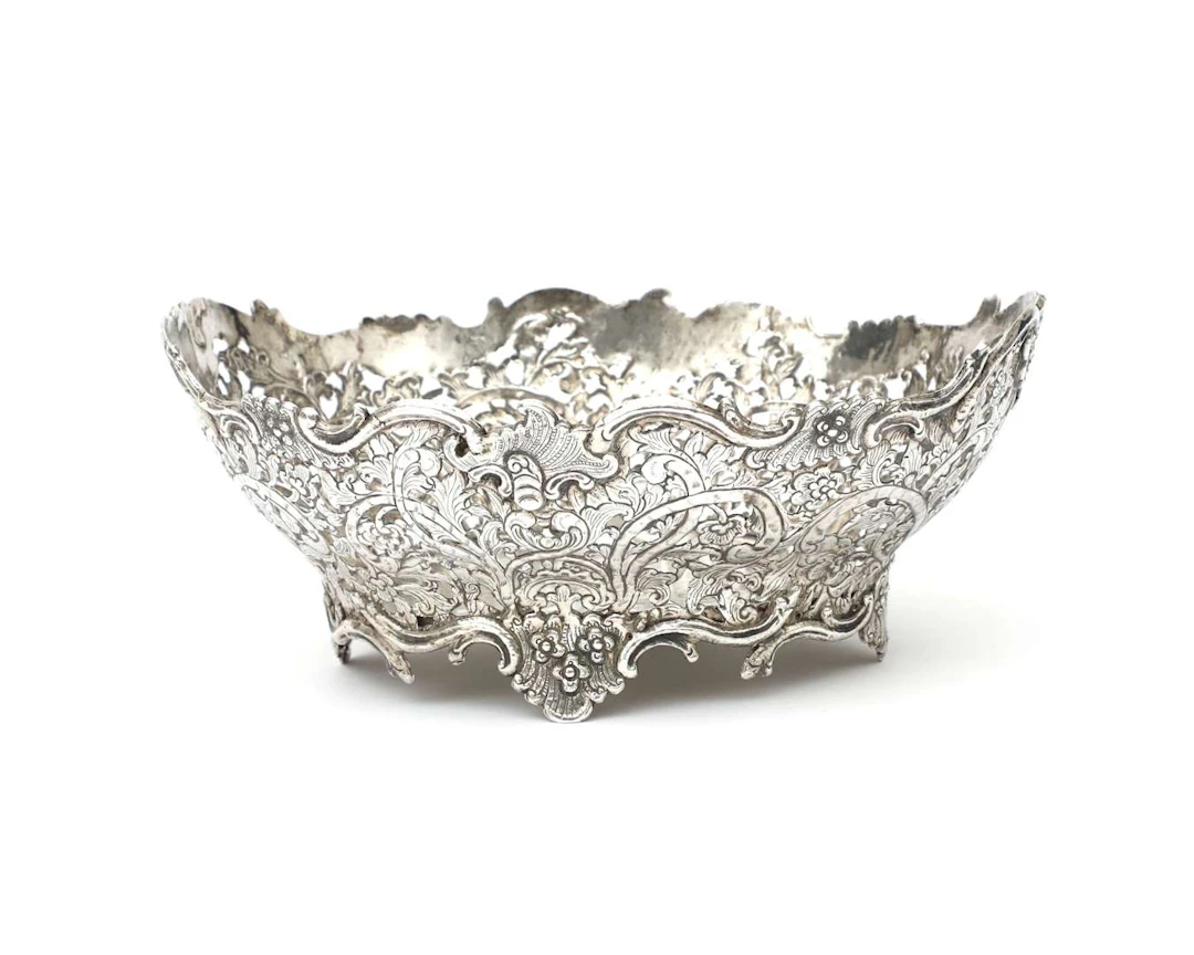 A silver bread basket, probably from Germany, 20th century