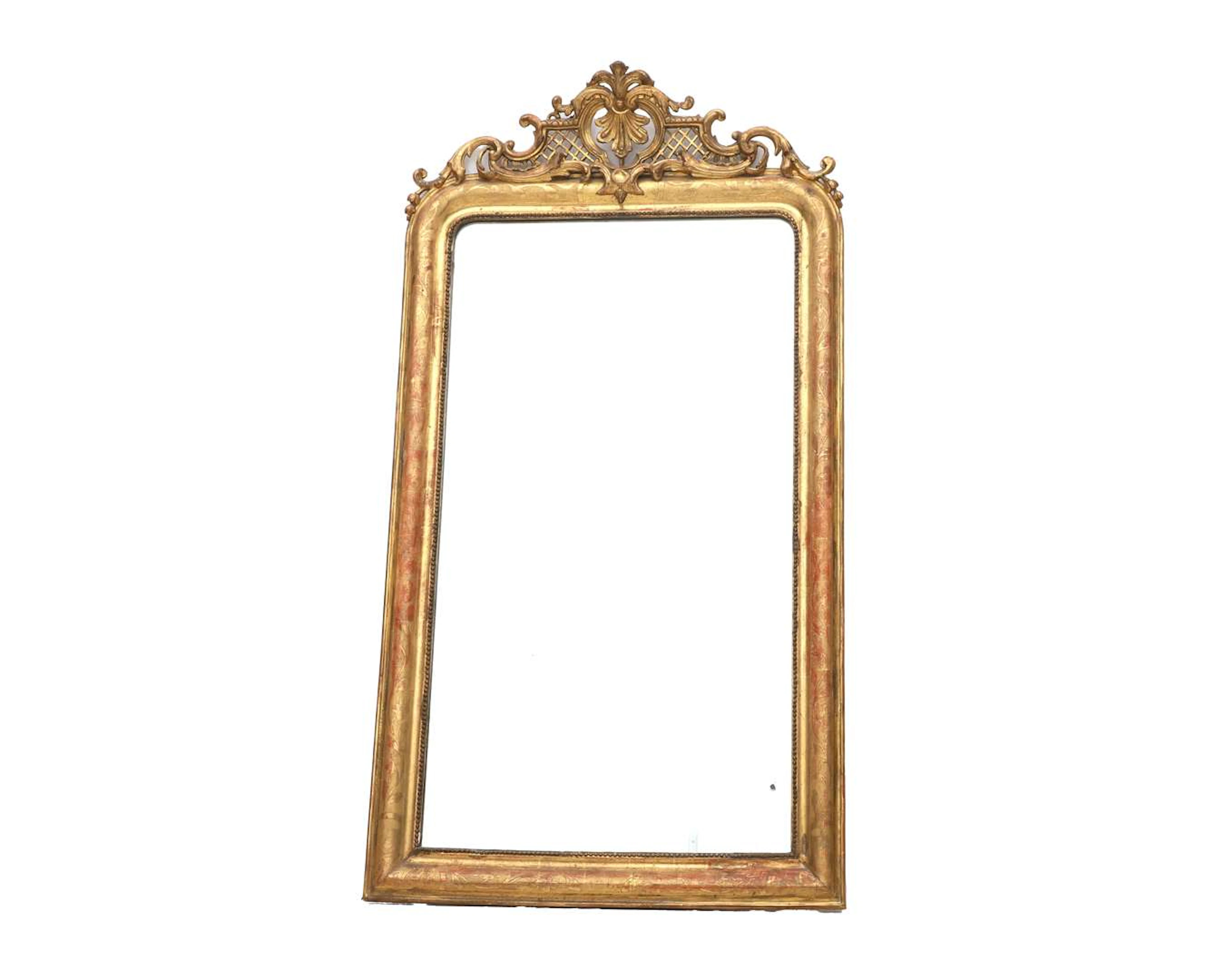 A mirror in a gold-coloured wooden frame, 19th century