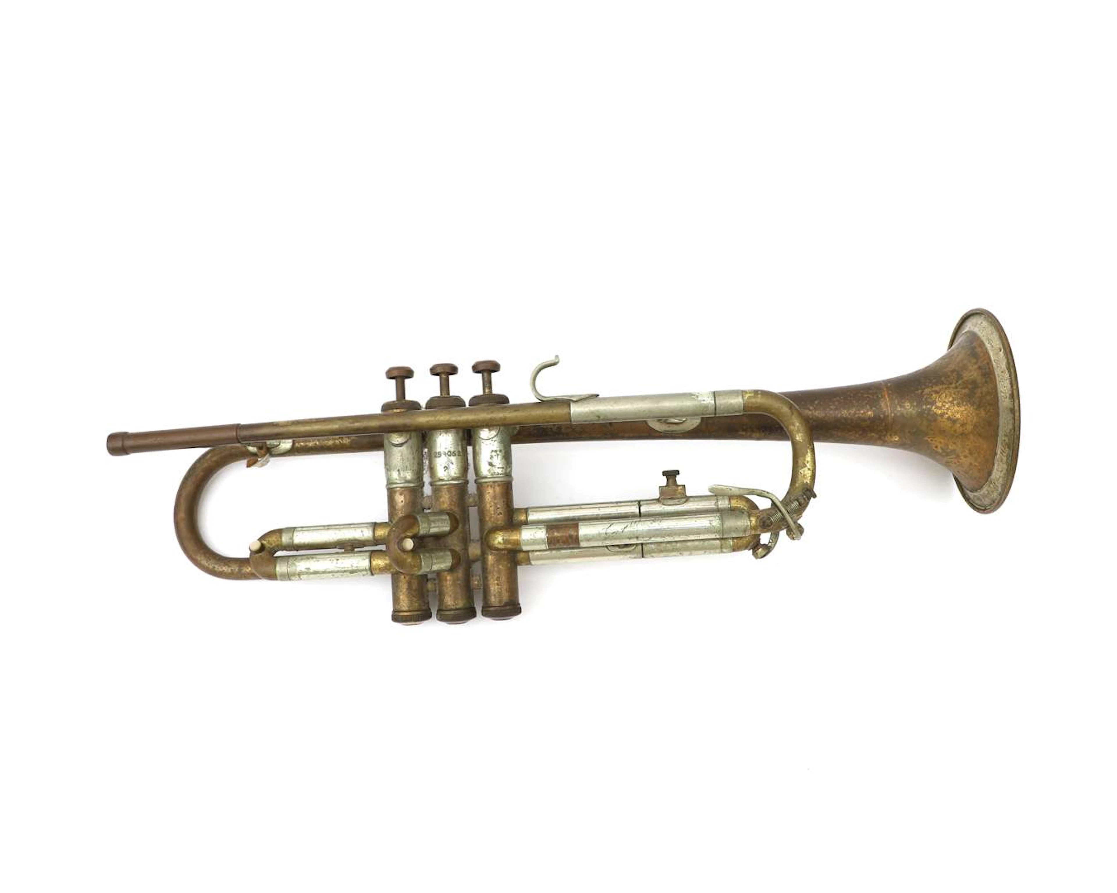A Gerard Cox trumpet in a case, manufactured by: F.E. OLDS & SONS