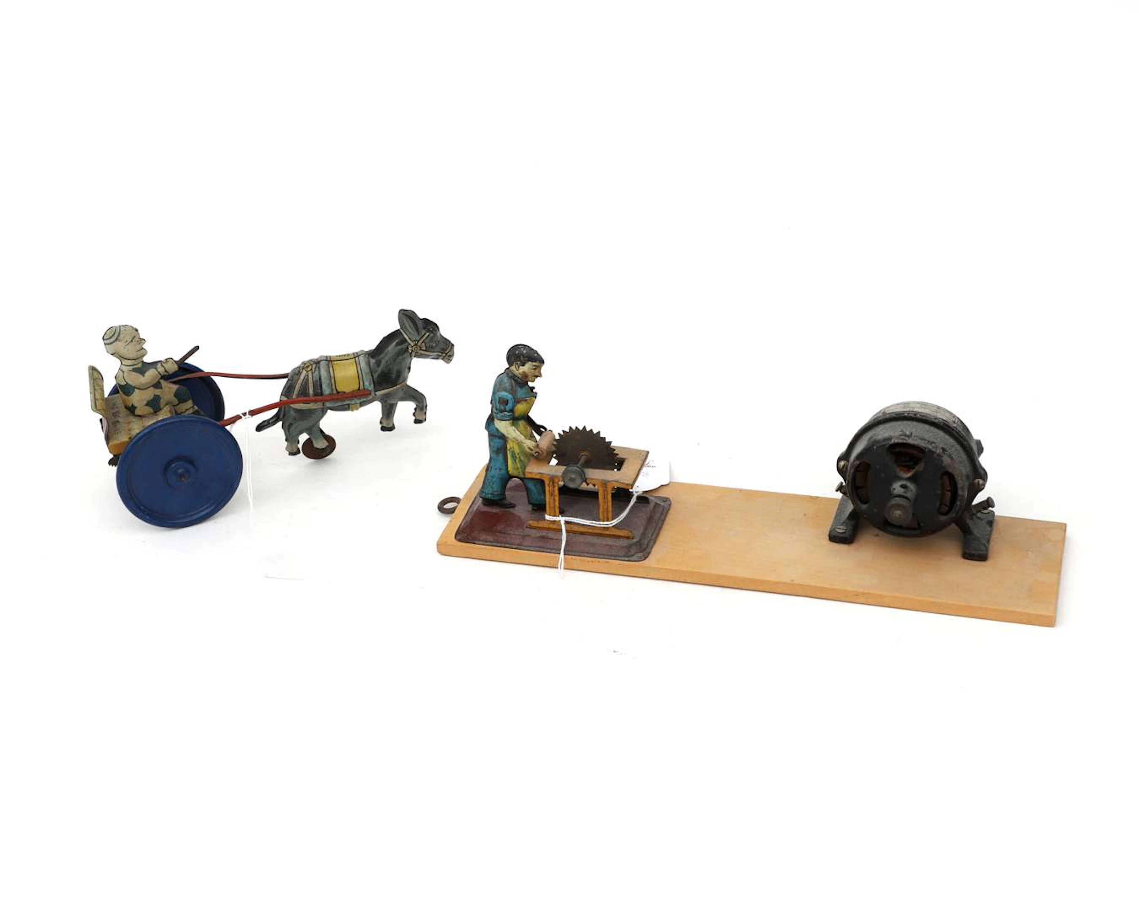 Two tins of toy parts, American-occupied Germany, c. 1945