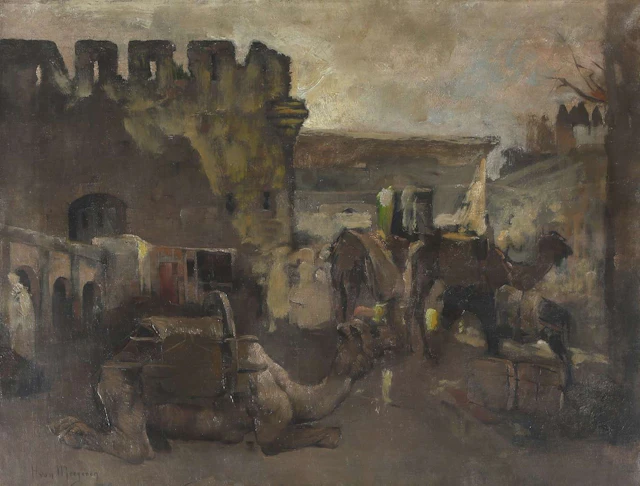 Han van Meegeren (1889–1947), Dromedaries and a donkey by the gate