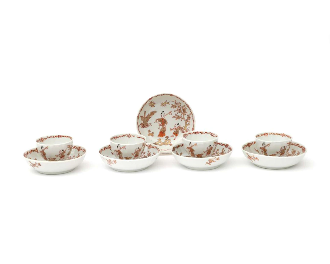 Four porcelain cups and five saucers, China, Kangxi period (1662–1722), c. 1700