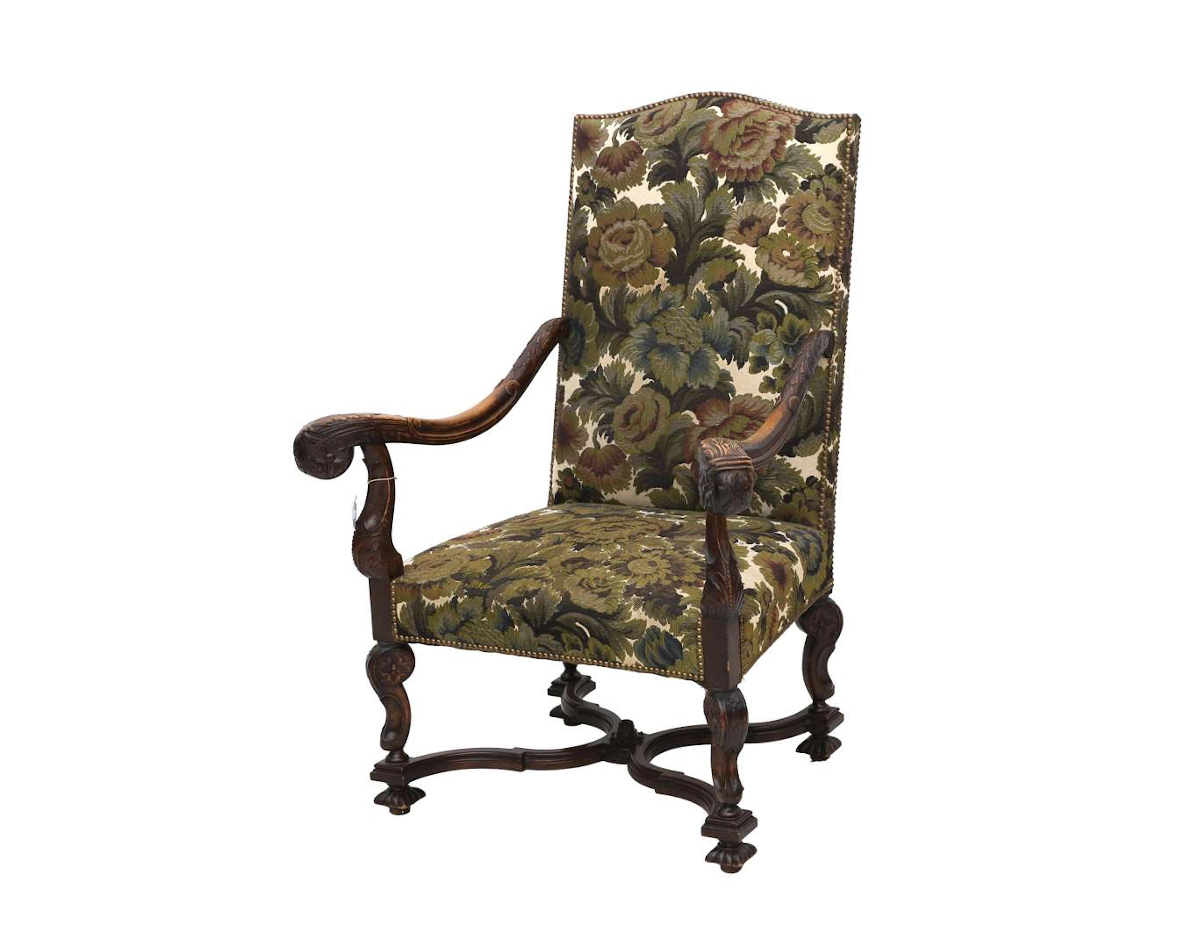 A walnut armchair. Louis XIII style, 20th century
