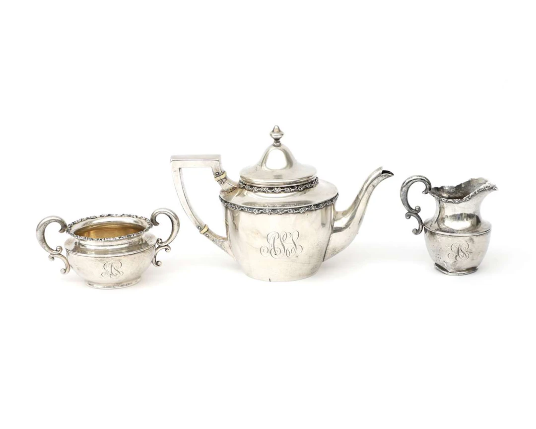 A three-piece silver tea set, America, San Francisco, 20th century