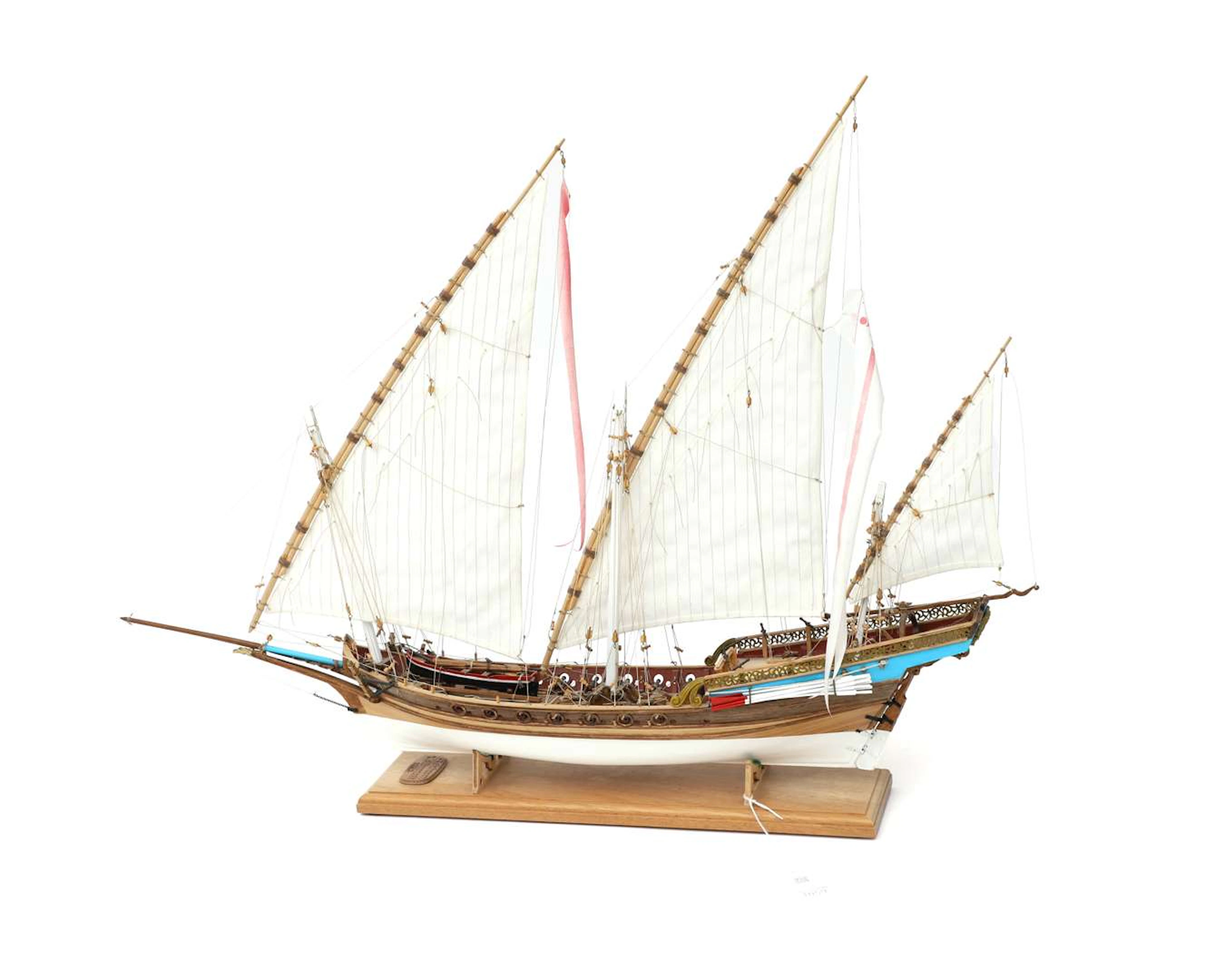 A model ship of an Italian xebec