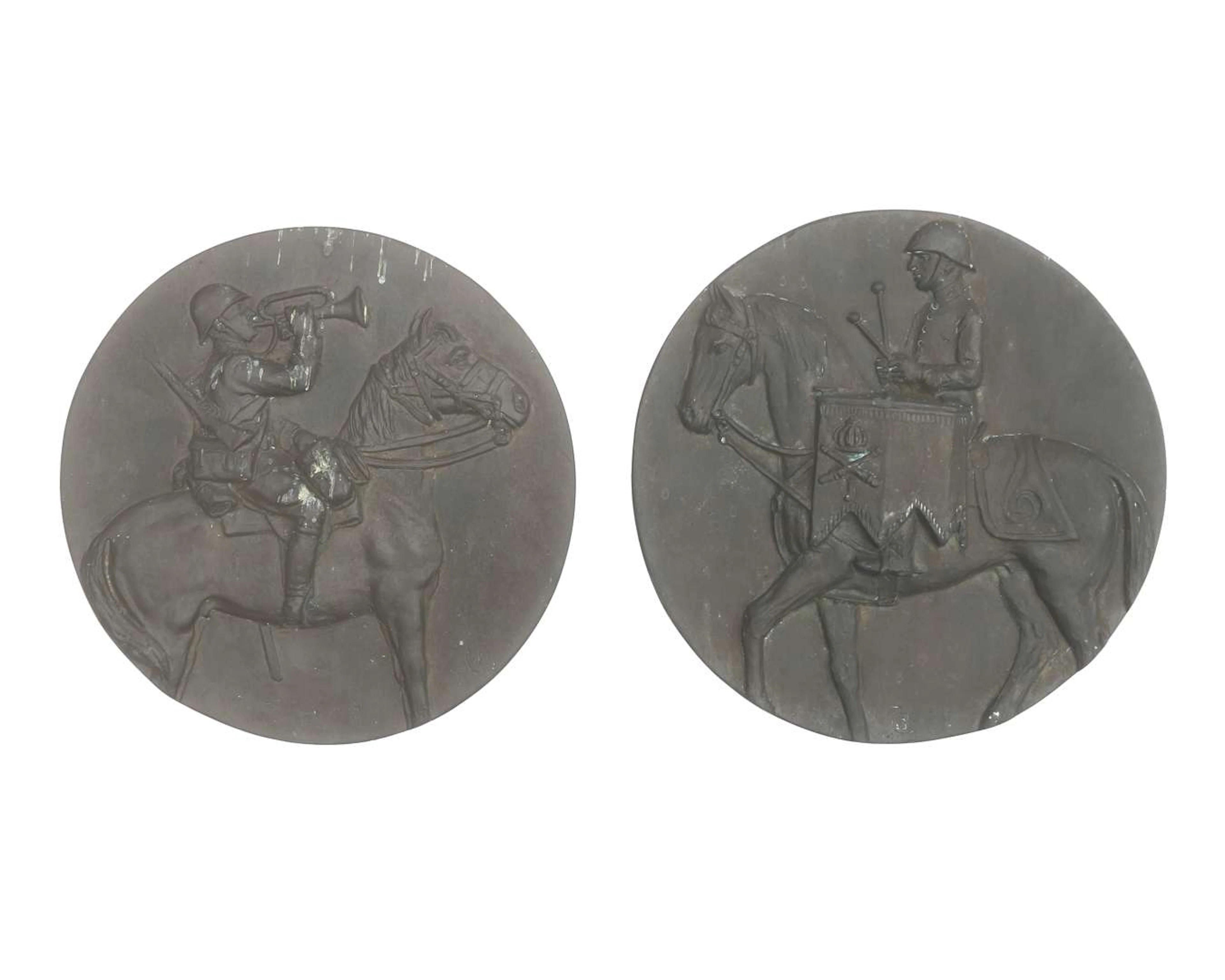 Two bronze plaques with military scenes, Netherlands, 20th century