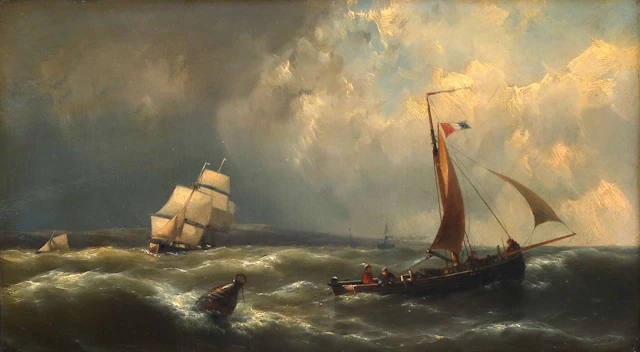 Hermanus Koekkoek Jr. (1836–1909), Seascape with a sailing ship and