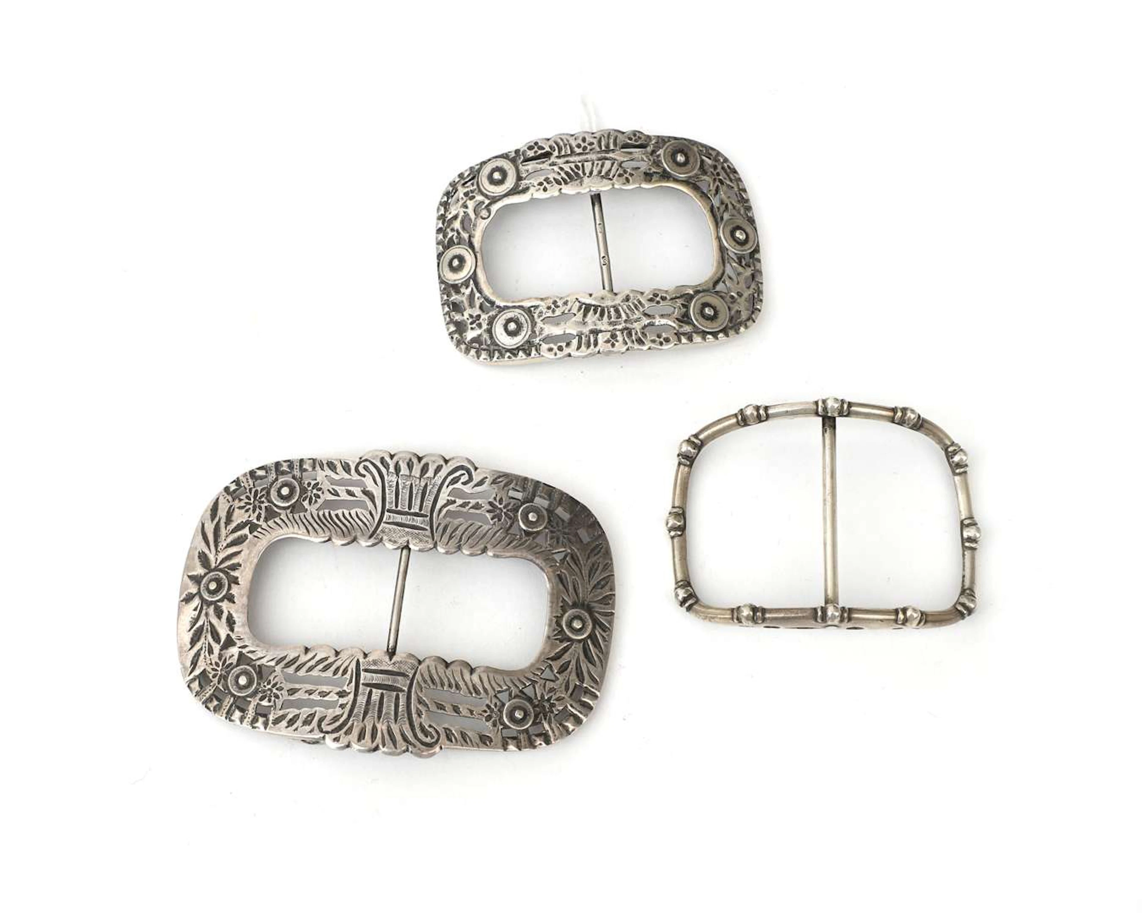 Three silver buckles, England and the Netherlands, 19th century