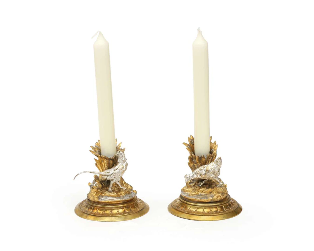 Two partly gilded/ormolu candlesticks, France, second half of the 19th century