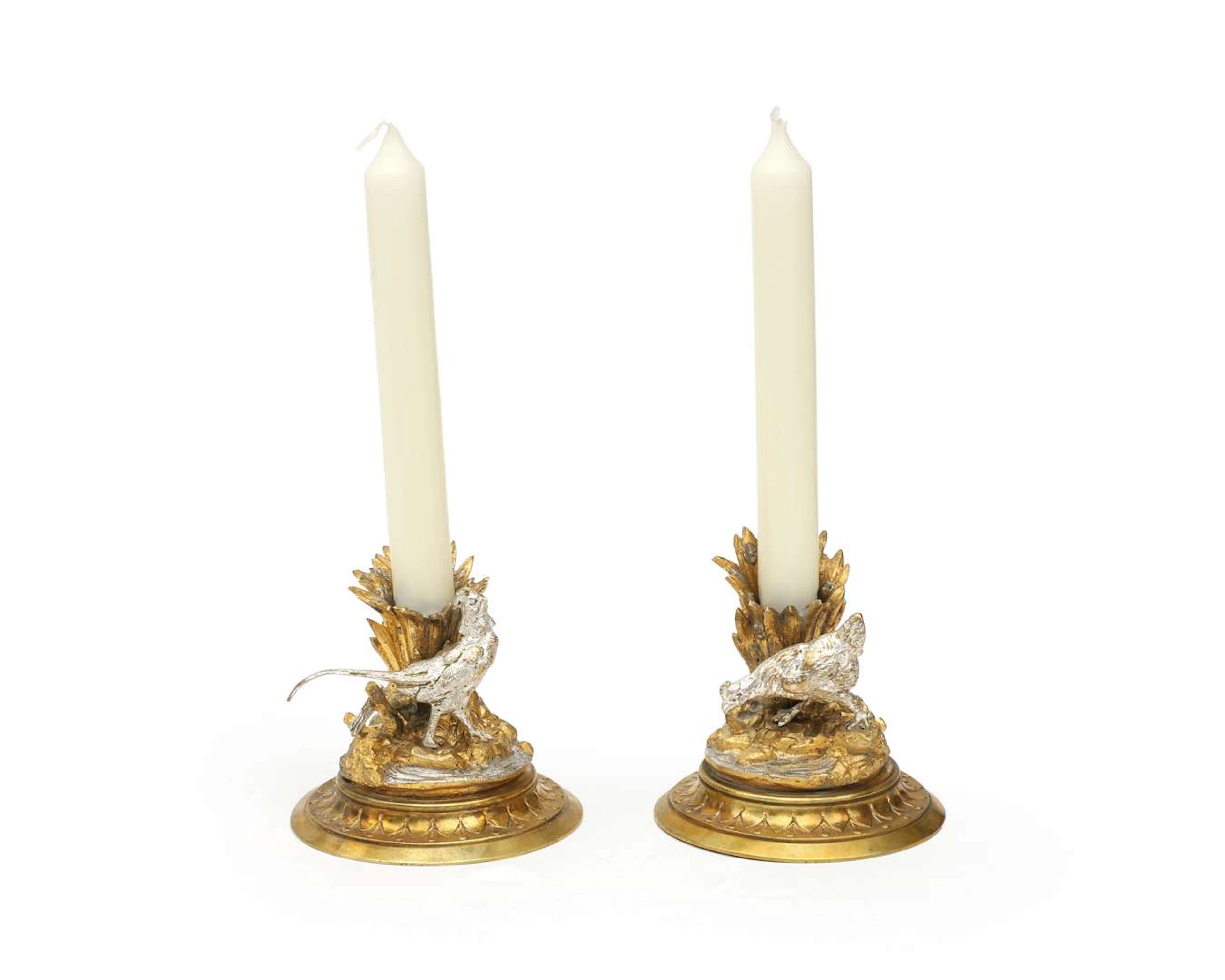 Two partly gilded/ormolu candlesticks, France, second half of the 19th century