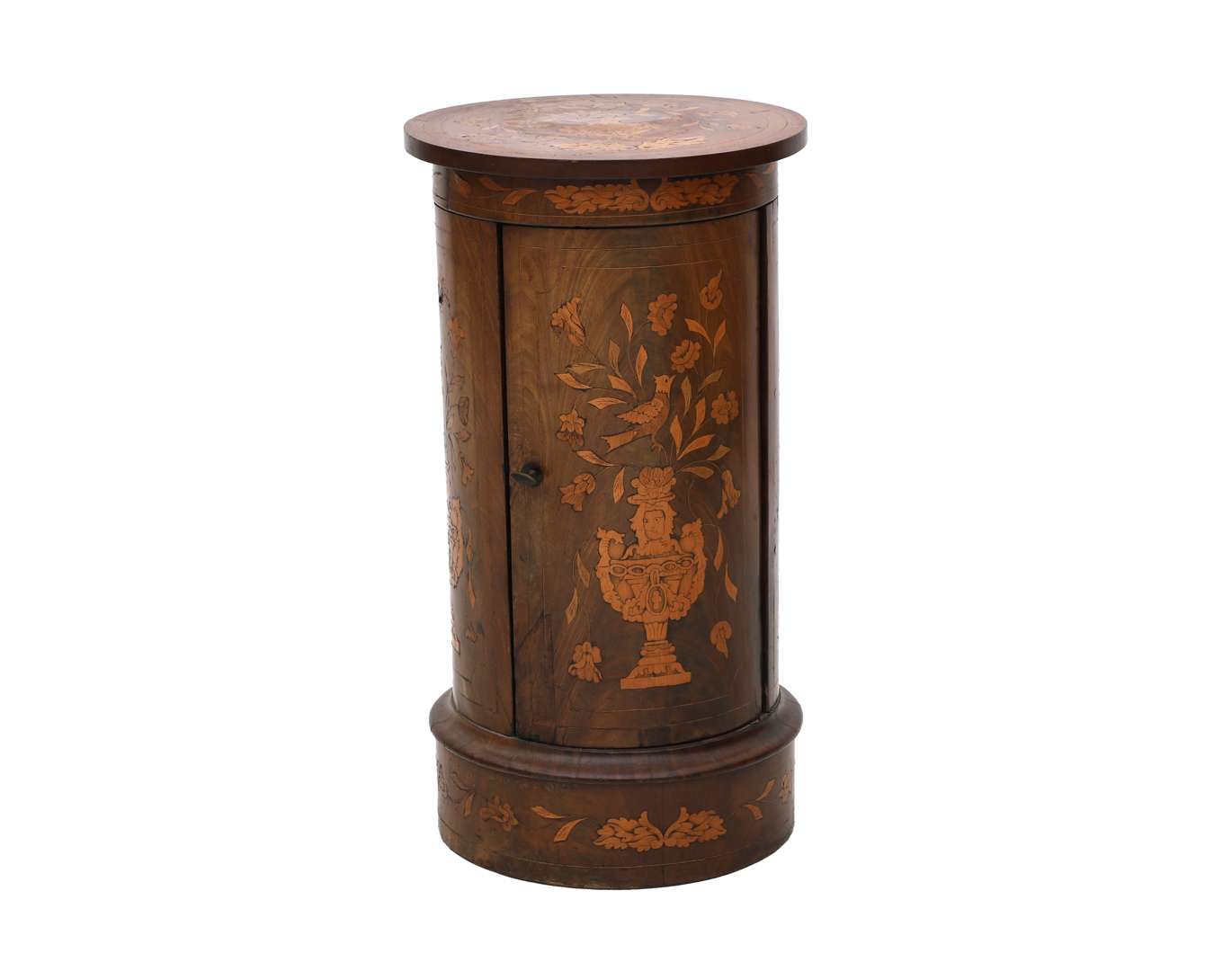 A round inlaid mahogany cabinet, Europe, late 19th century