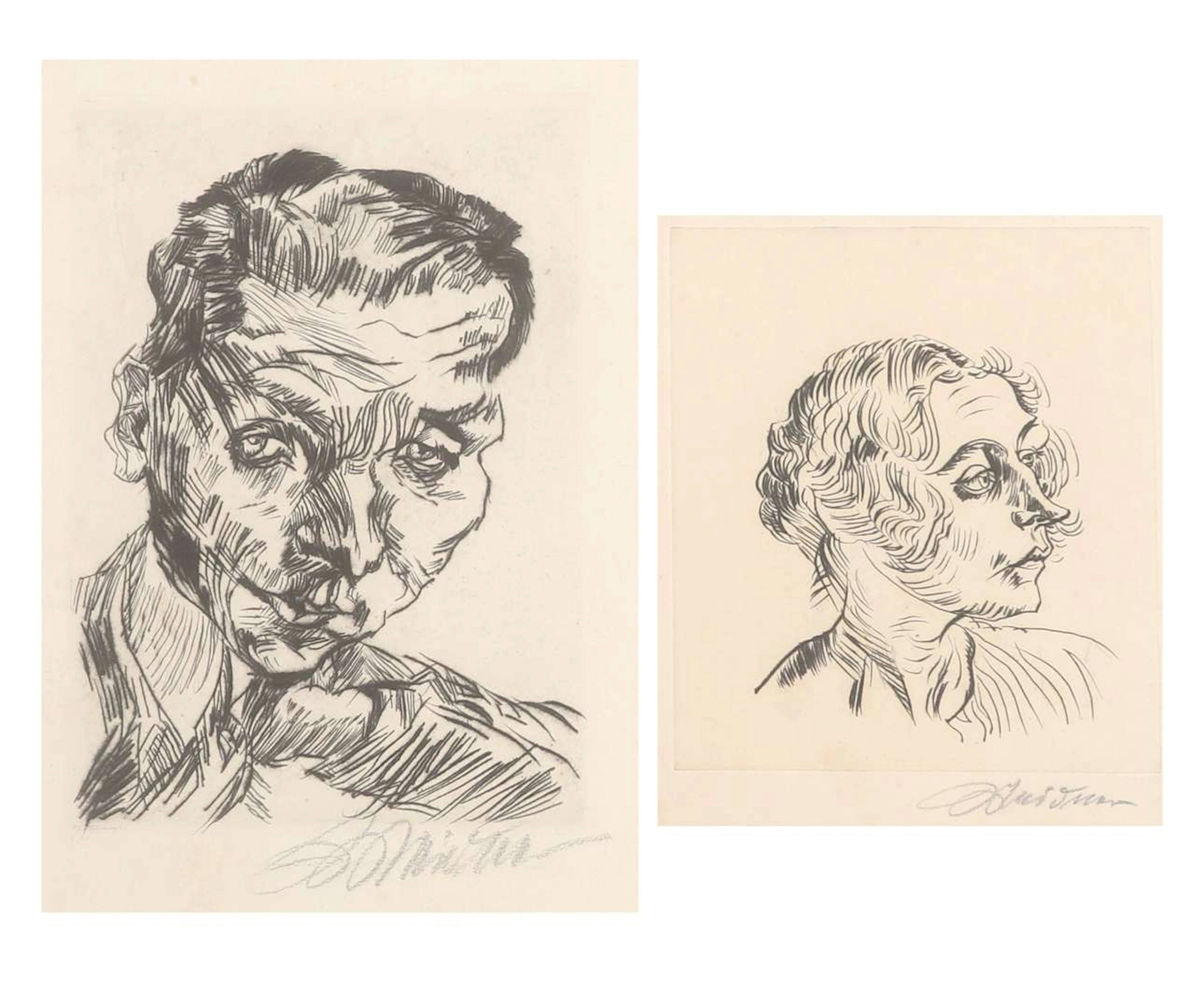 Ludwig Meidner (1884-1966), Two portraits; Wolf Przygode and unknown woman