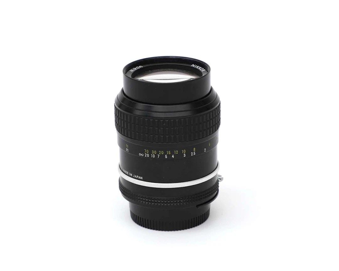 A Nikon Nikkor 1:2.5 F 105 mm lens