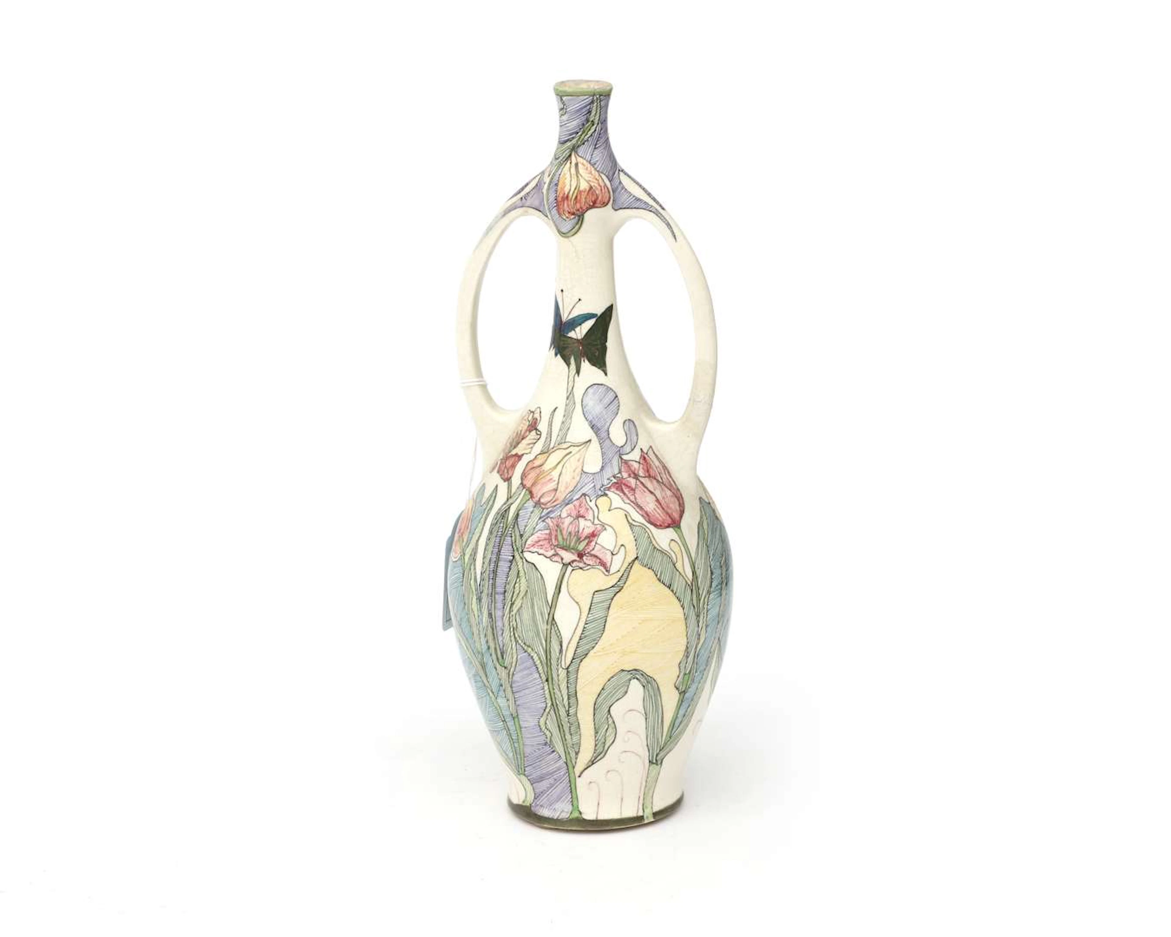 An Art Nouveau earthenware vase in the Rozenburg style, Plazuid, Gouda