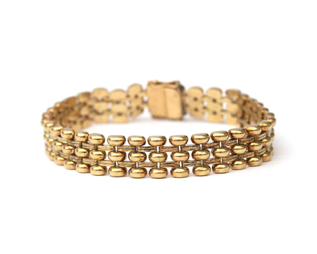 A 14k yellow gold tank-link bracelet