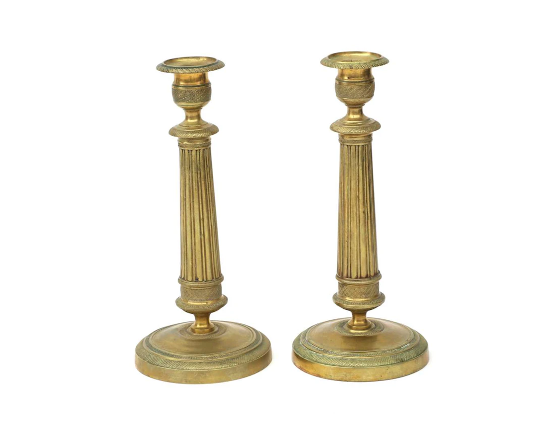 Two gilded bronze Charles X candlesticks, France, 1824–1830