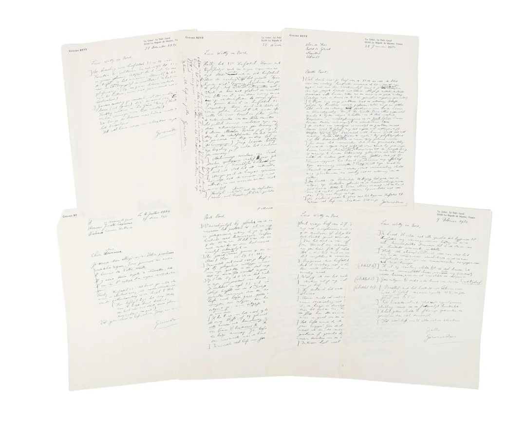 Gerard Reve – 7 original handwritten letters on 7 sheets of paper