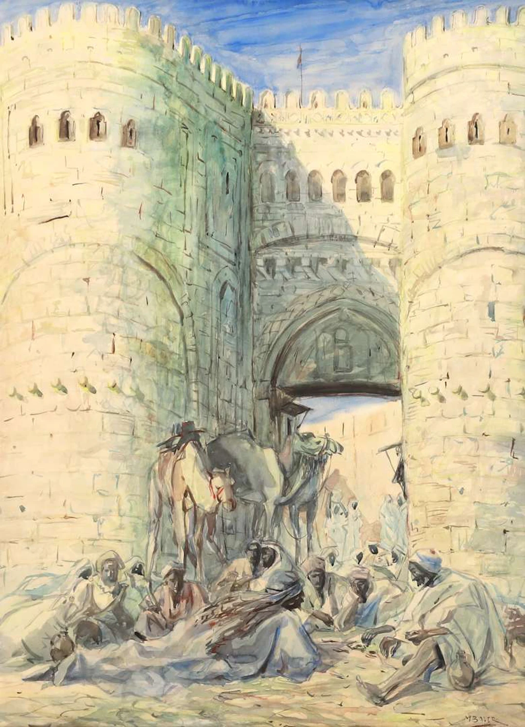 Marius Bauer (1867–1932), Figures by an Oriental Gate