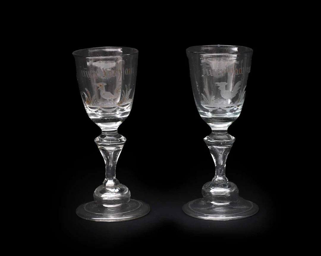 Two commemorative glasses, Germany, 18th century