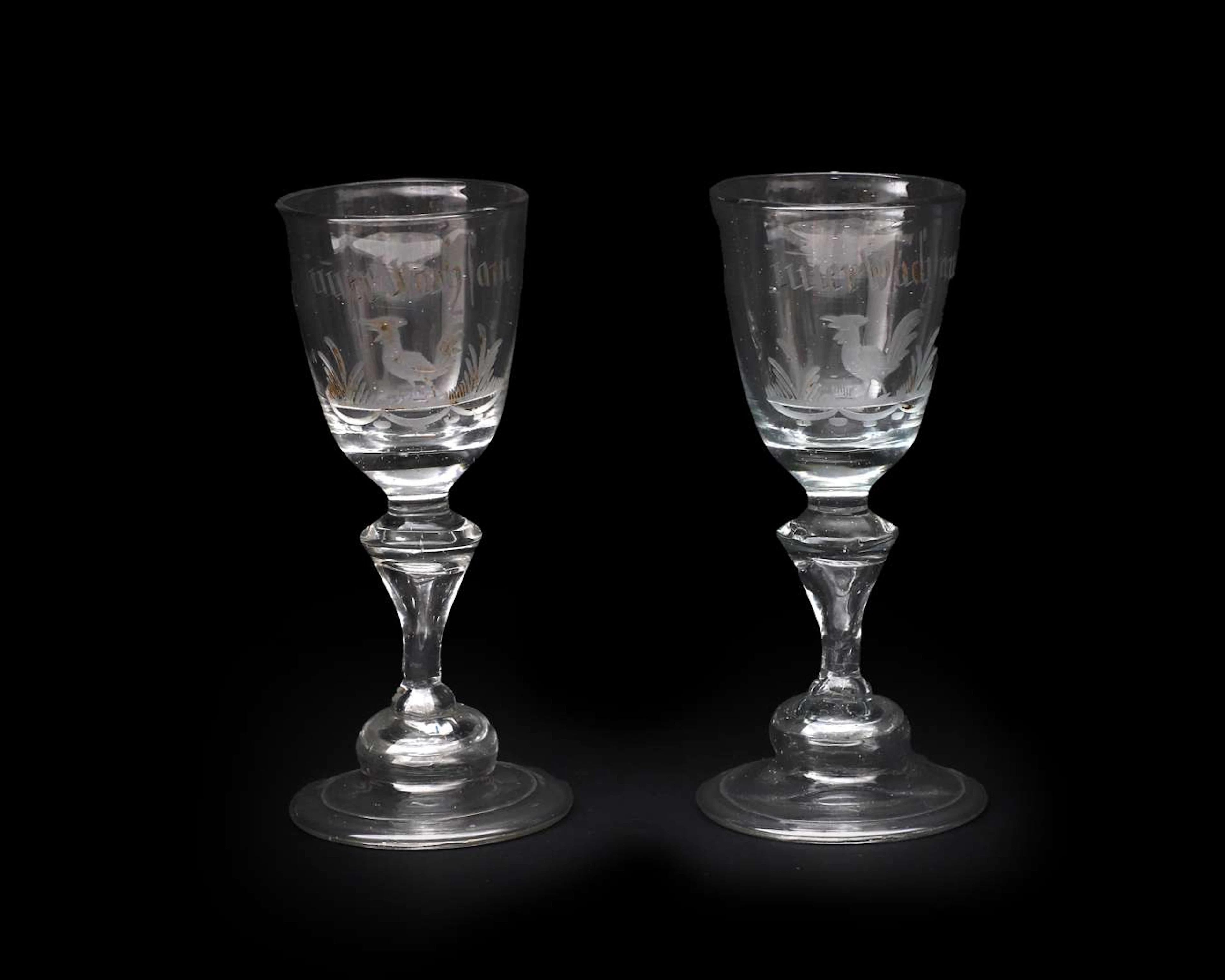 Two commemorative glasses, Germany, 18th century