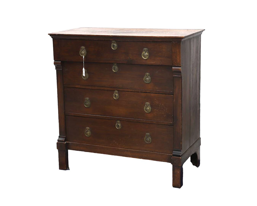 An oak chest of drawers, 19th century
