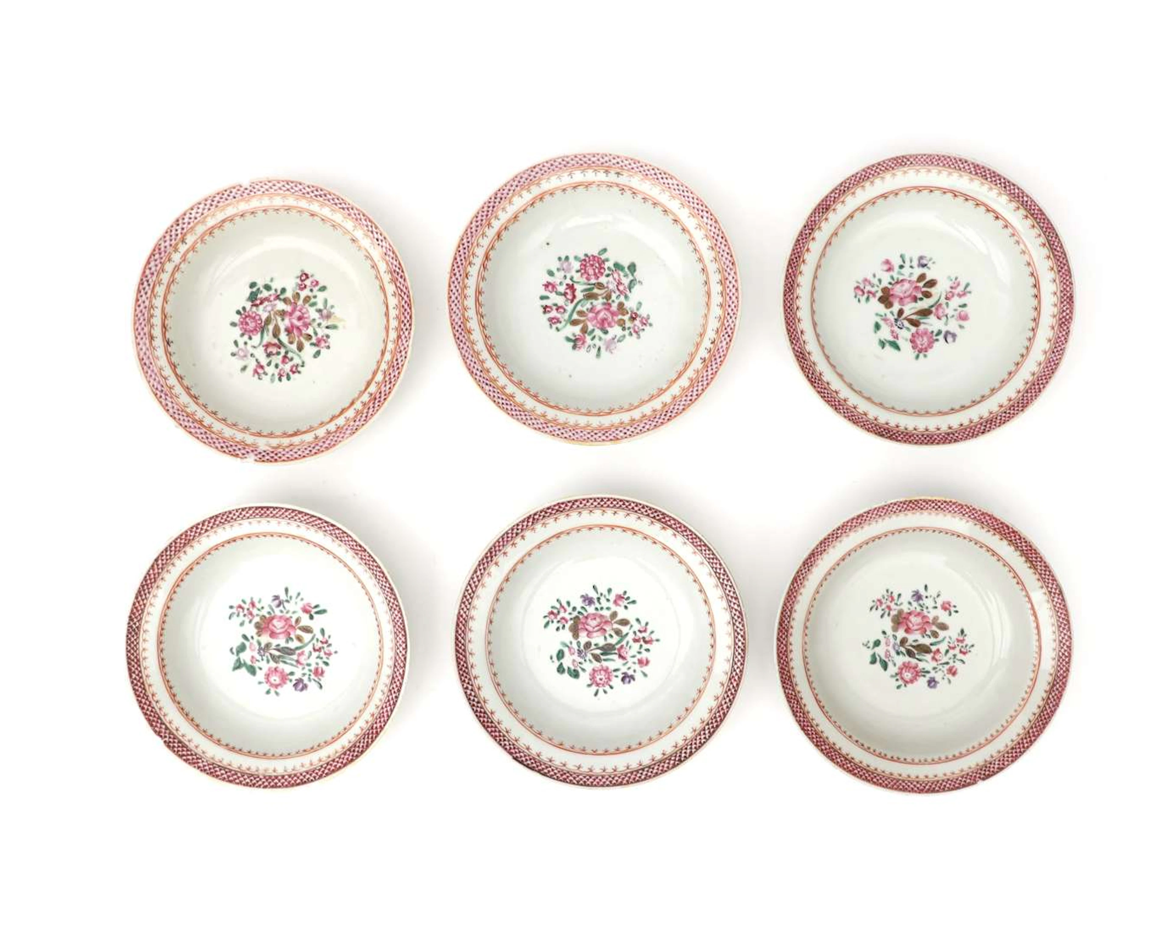 Six famille rose porcelain bowls, China, 19th/20th century