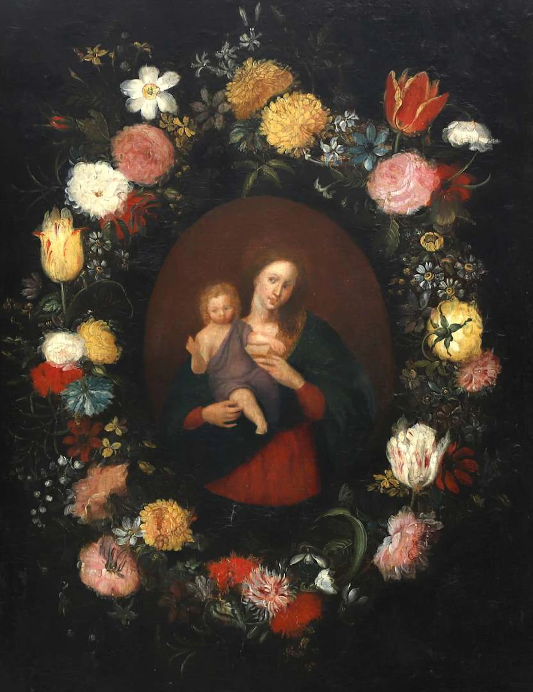 Antwerp School (18th century), ‘Madonna and Child surrounded by a